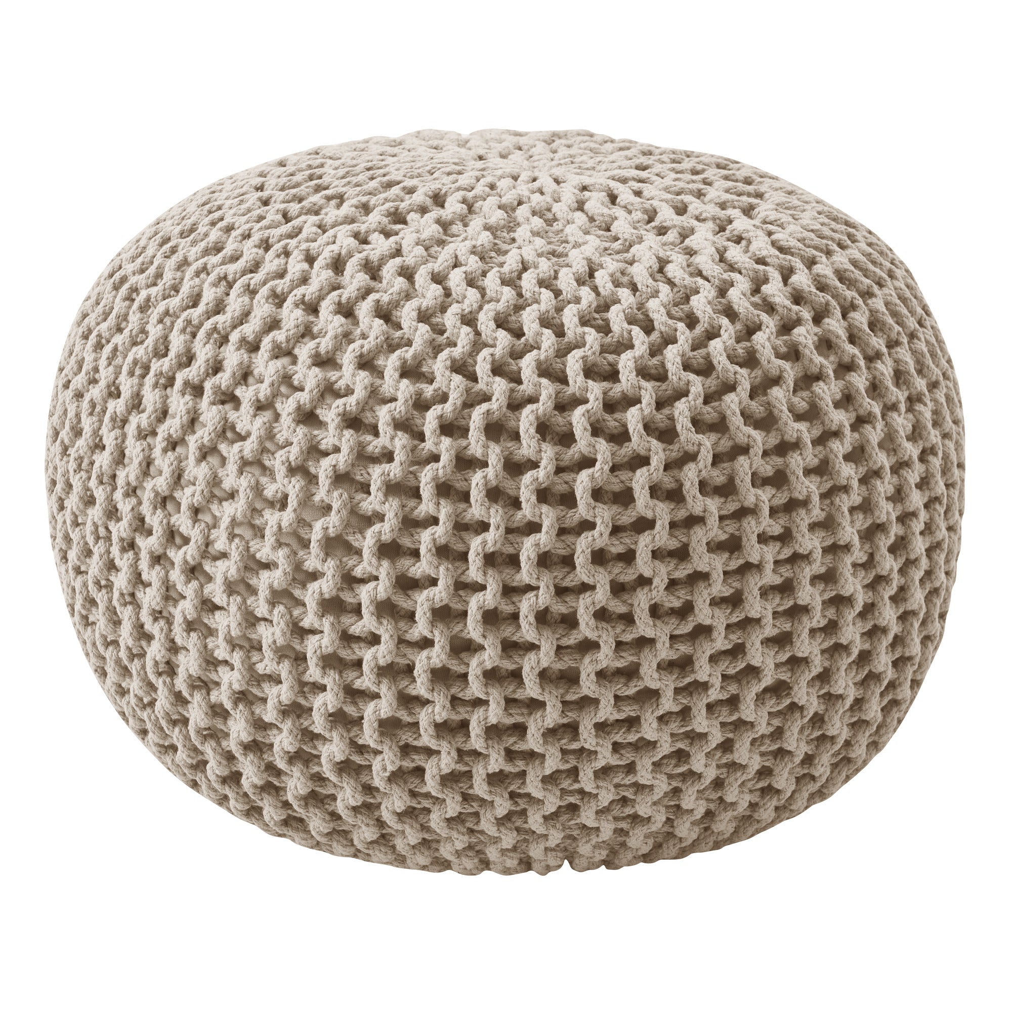 Round Cotton Knitted Pouf Ottoman