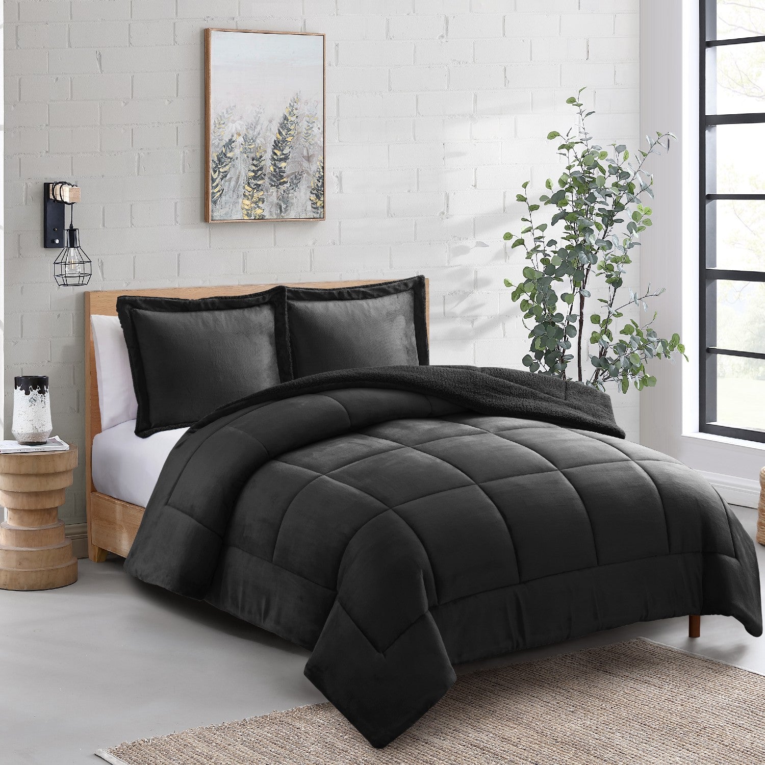 Sherpa fleece best sale comforter king