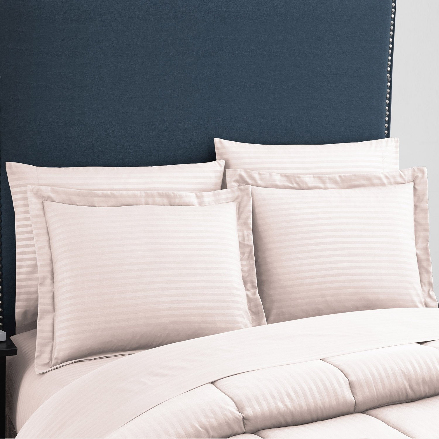 Dobby Stripe 8-Piece Bed In A Bag Comforter Set Pale Pink - Shams