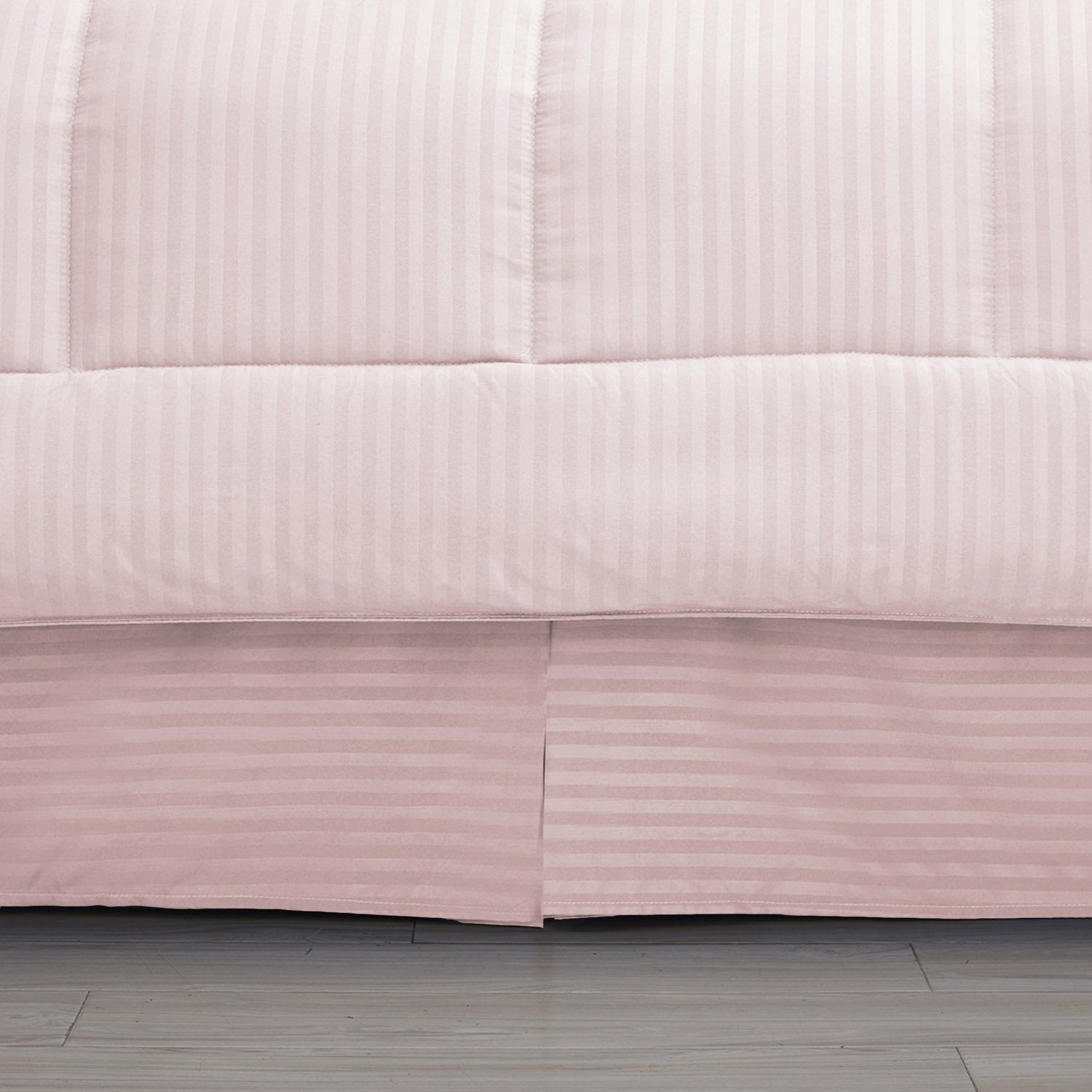 Dobby Stripe 8-Piece Bed In A Bag Comforter Set Pale Pink - Bedskirt