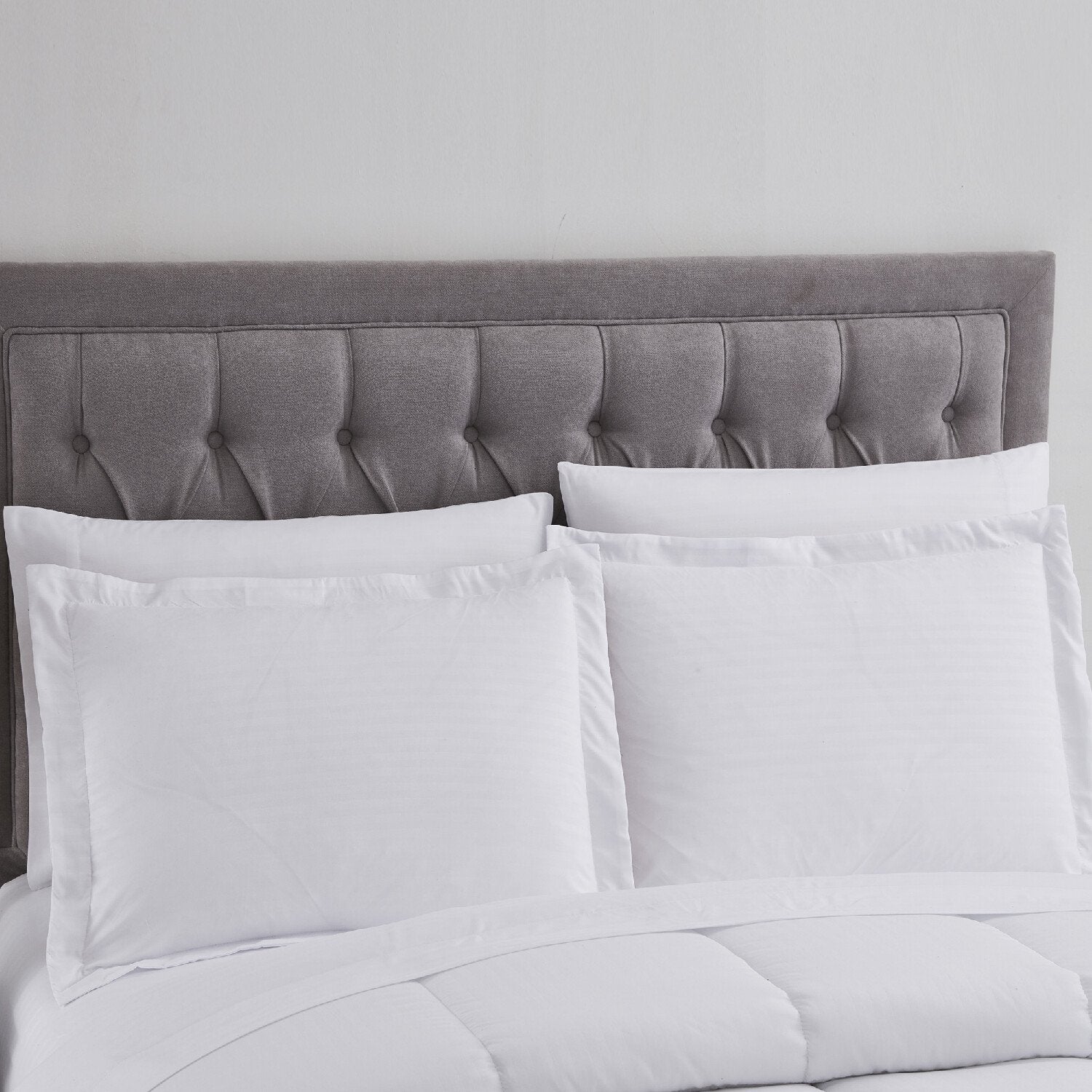 Dobby Stripe 8-Piece Bed In A Bag Comforter Set White - Shams