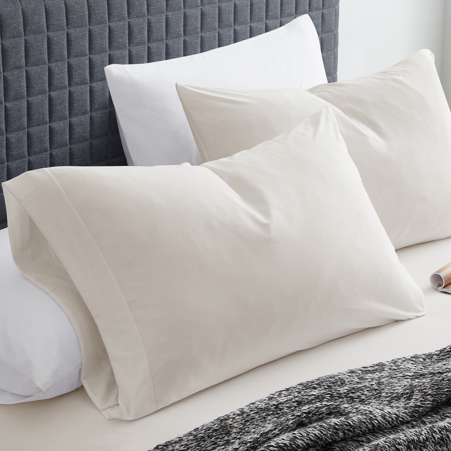Jersey Knit Bed Sheet Set Beige - Pillowcases