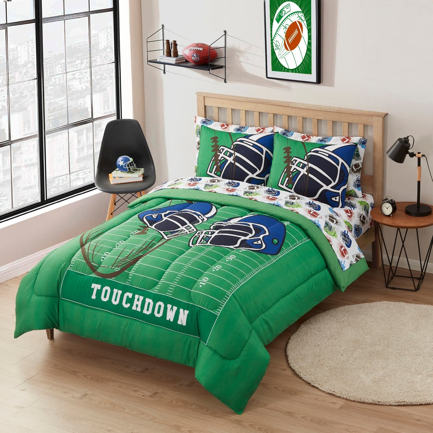 Football Printed Kids Bed in A Bag Set Full