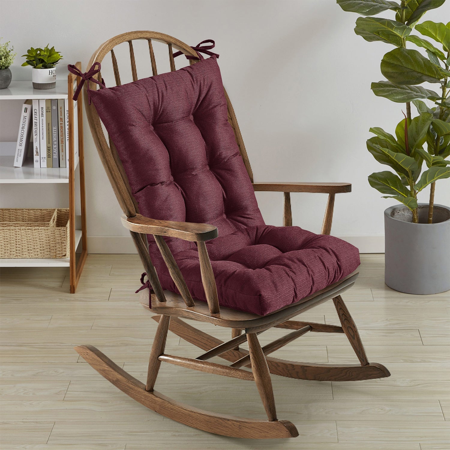 Tufted 2-Piece Rocking Chair Cushion Set Burgundy - Chair