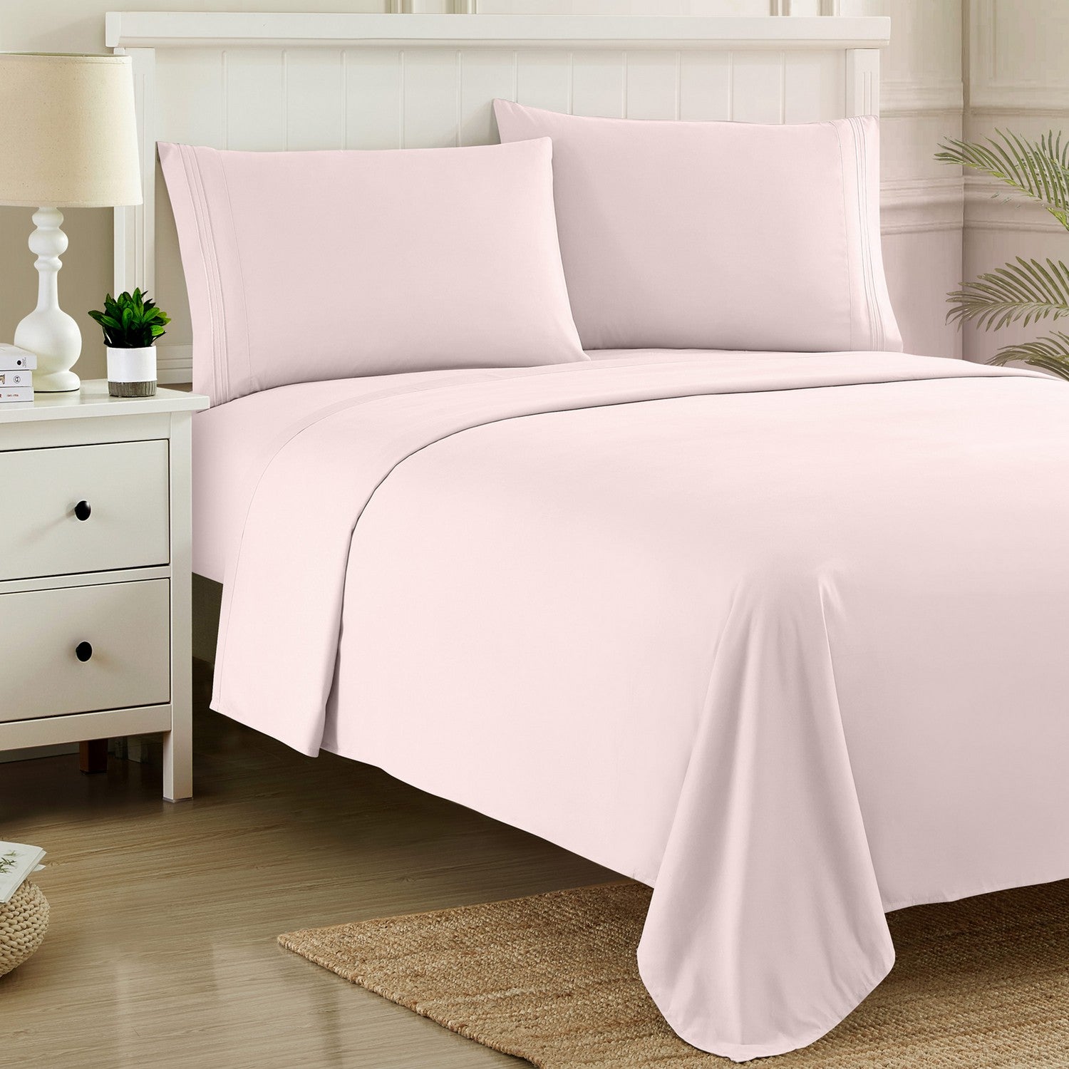 4 Piece Sheet Set Pale Pink Sweet Home Collection