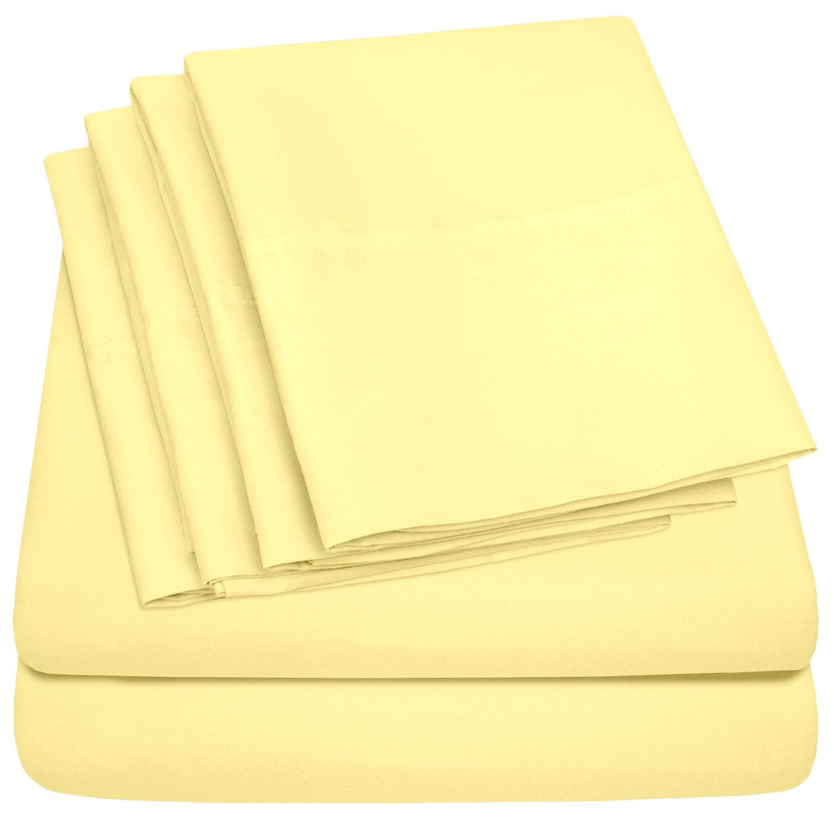 Deluxe 6-Piece Bed Sheet Set (Pale Yellow) - Folded