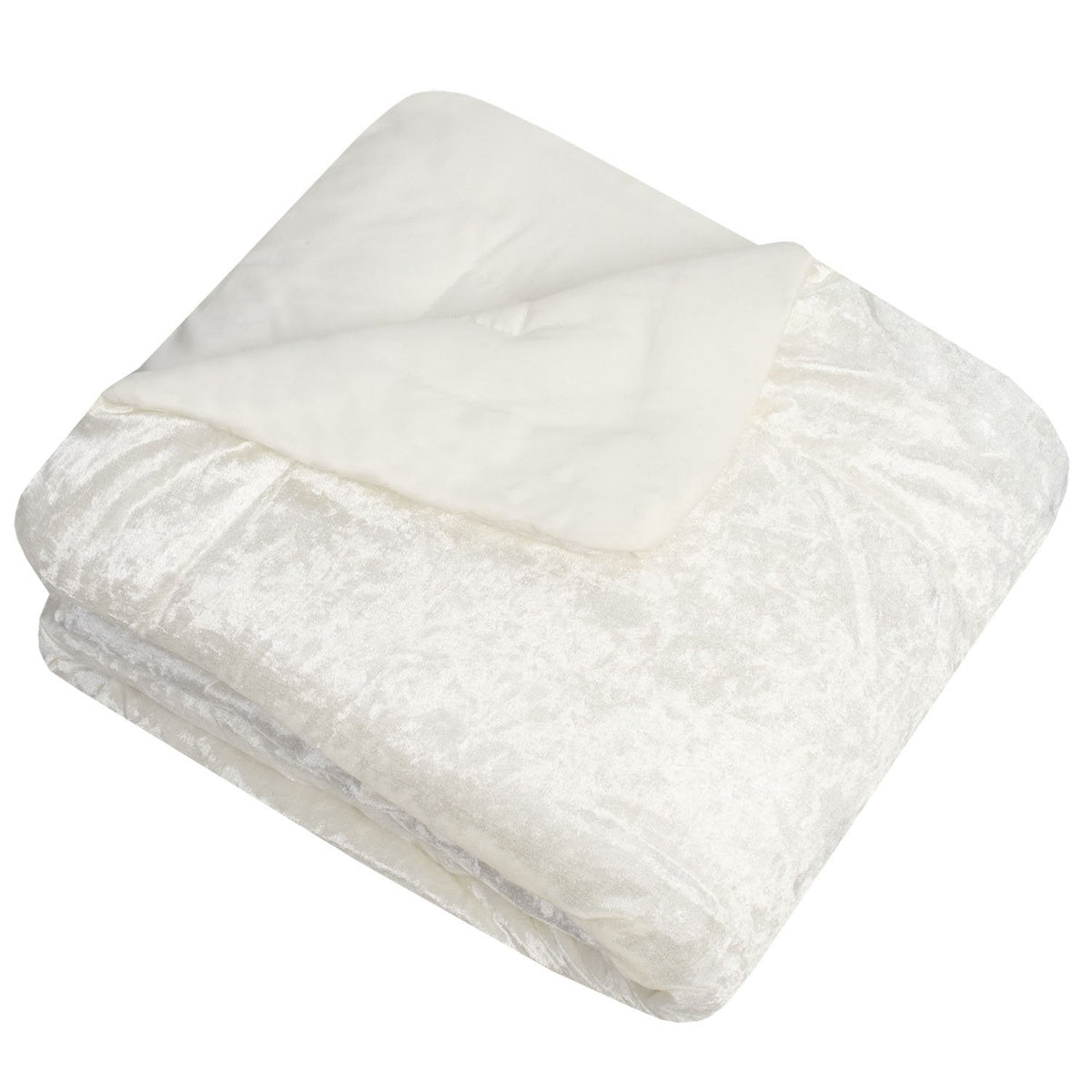 Olivia Crushed Velvet Throw Blanket Cream - Folded