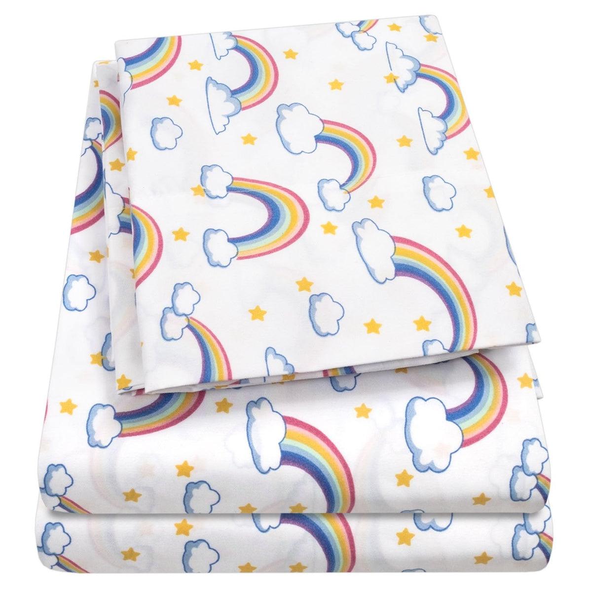 Printed Kids Bed Sheet Set (Rainbows) - Folded