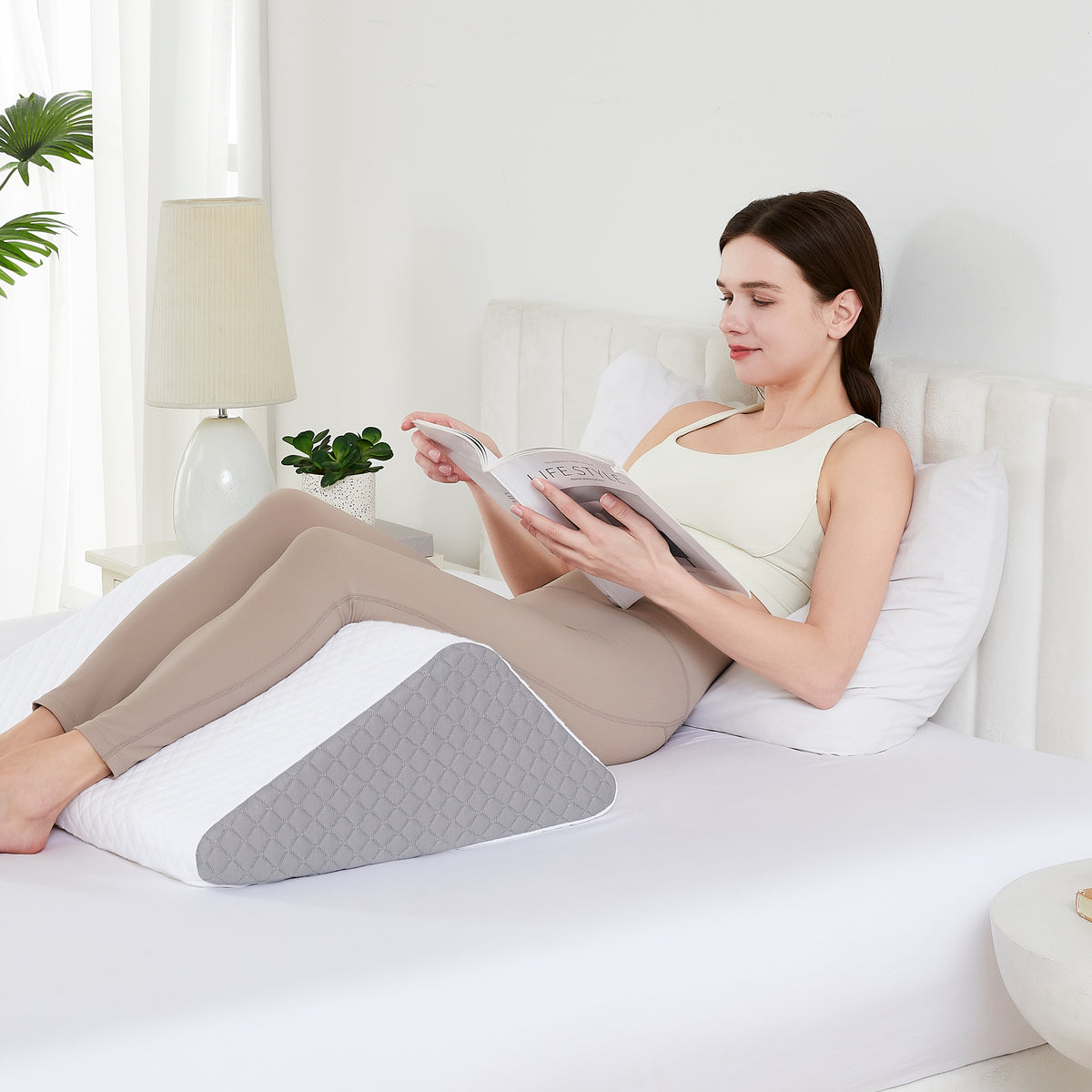 Knee Elevated Support Wedge Pillow with High Density Foam