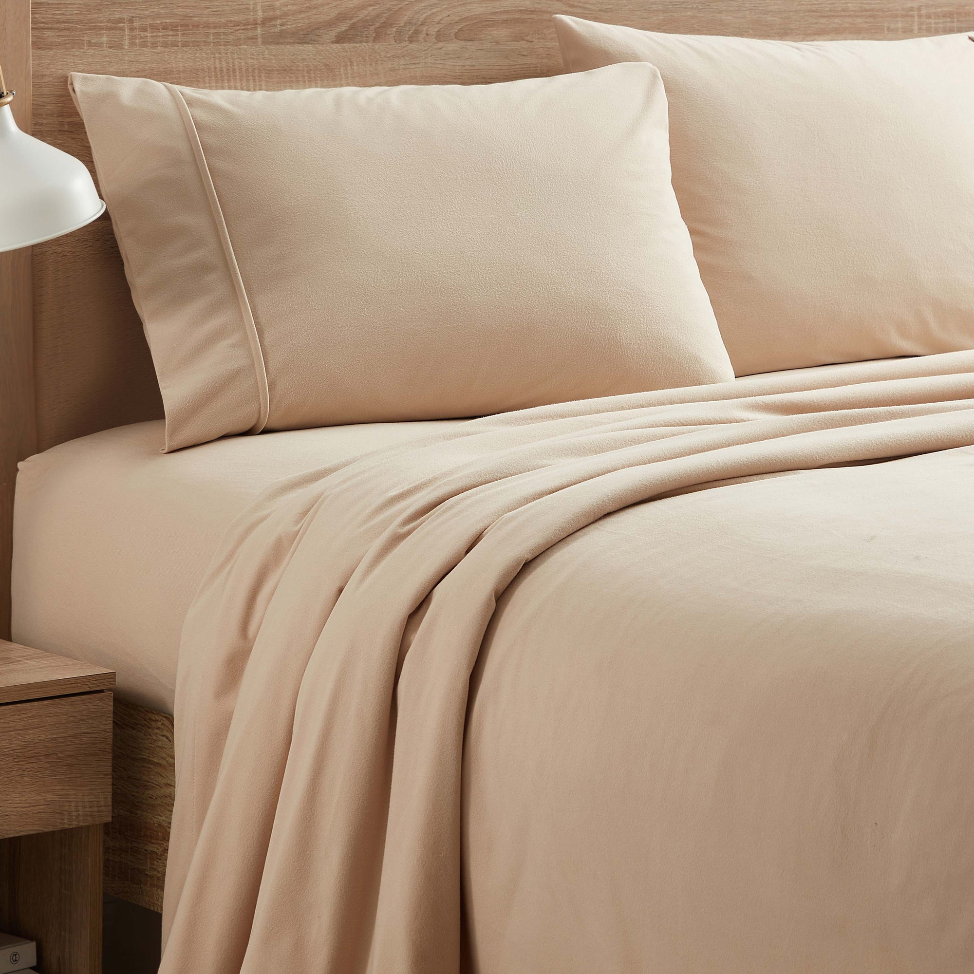 1500 Supreme Collection Microfiber Flannel Sheet Set Beige Queen