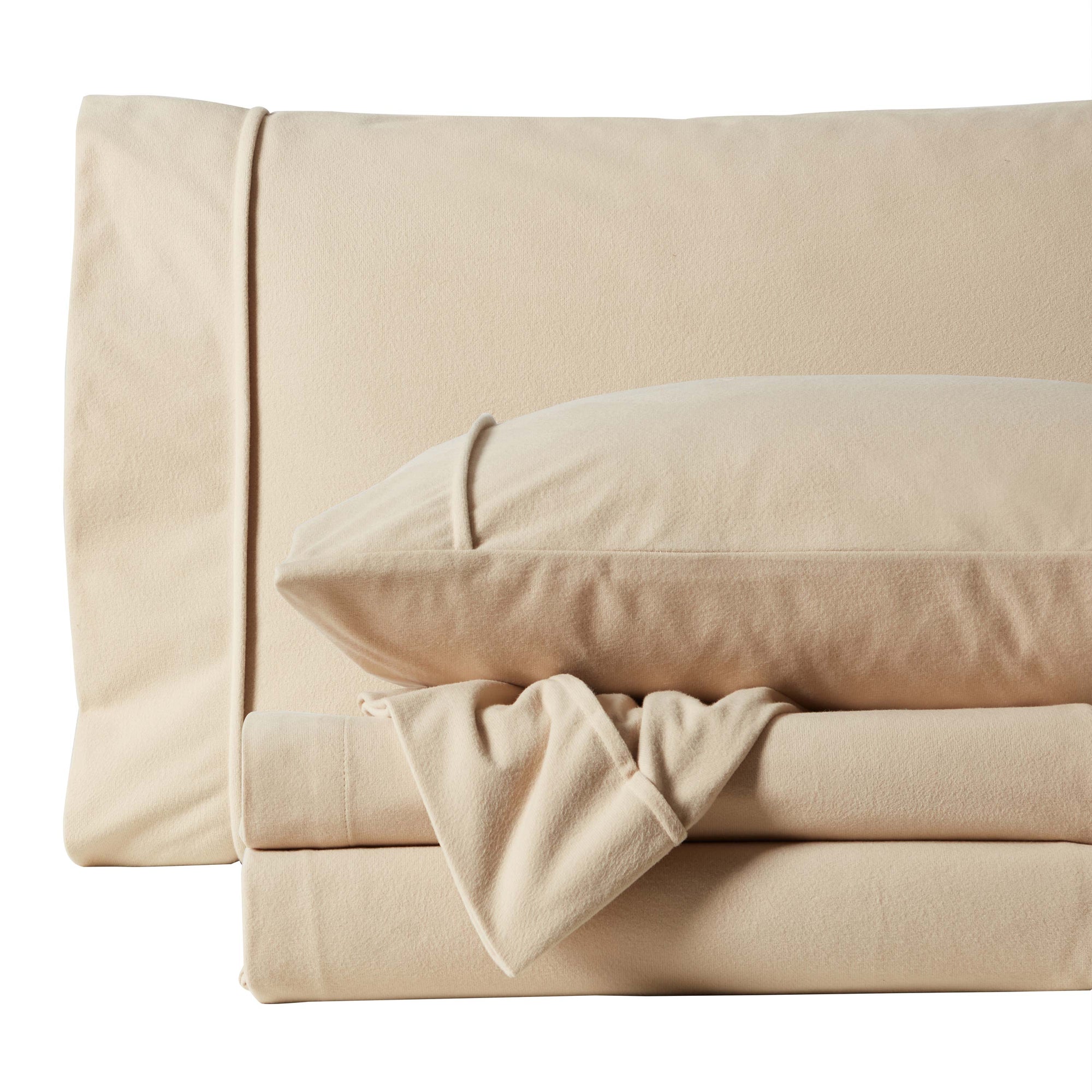1500 Supreme Collection Microfiber Flannel Sheet Set Beige Queen