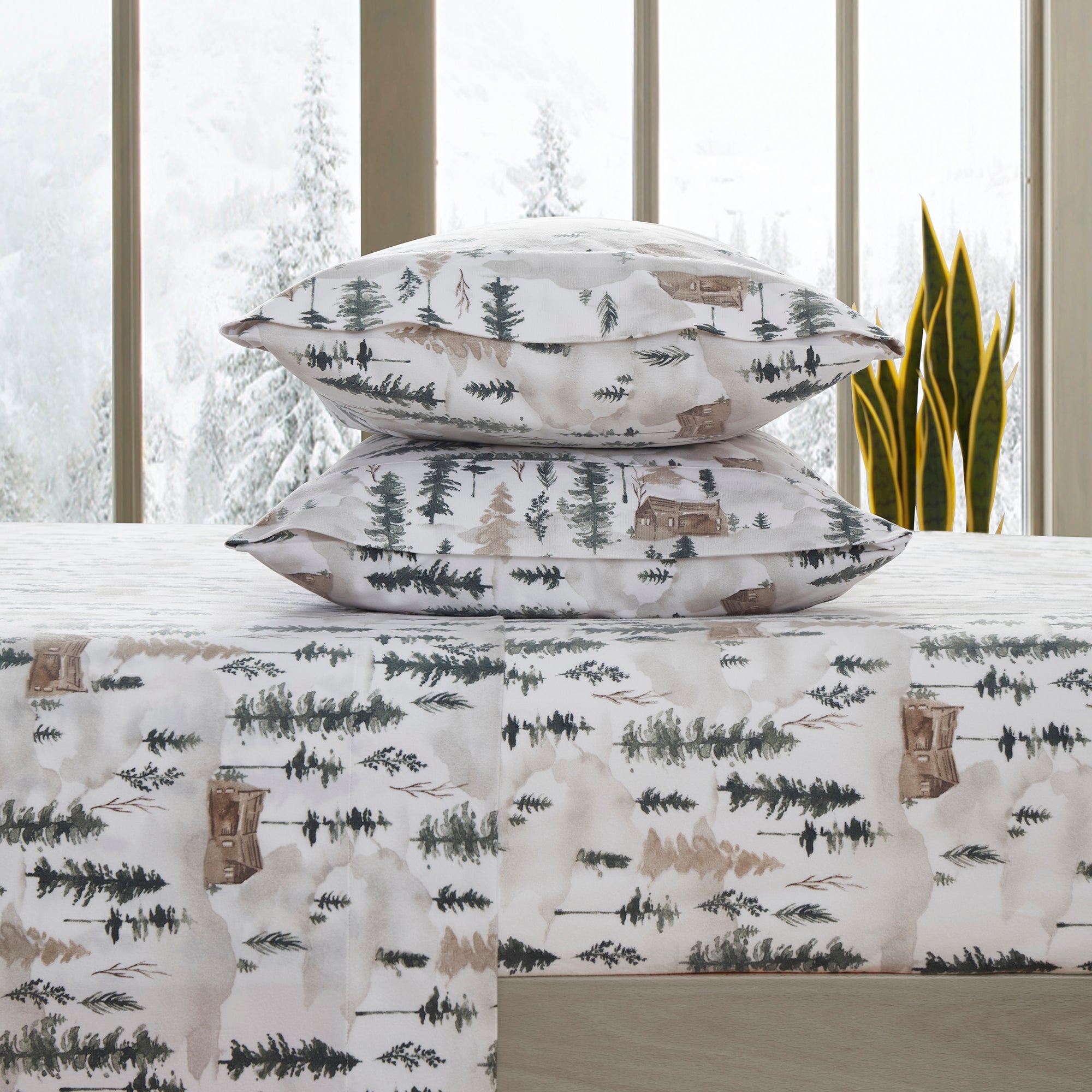Winter Cabin Flannel 4-Piece Sheet Set