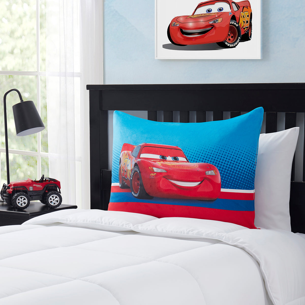 Cars Lightning McQueen Kids Reversible Pillow with Removable Shell