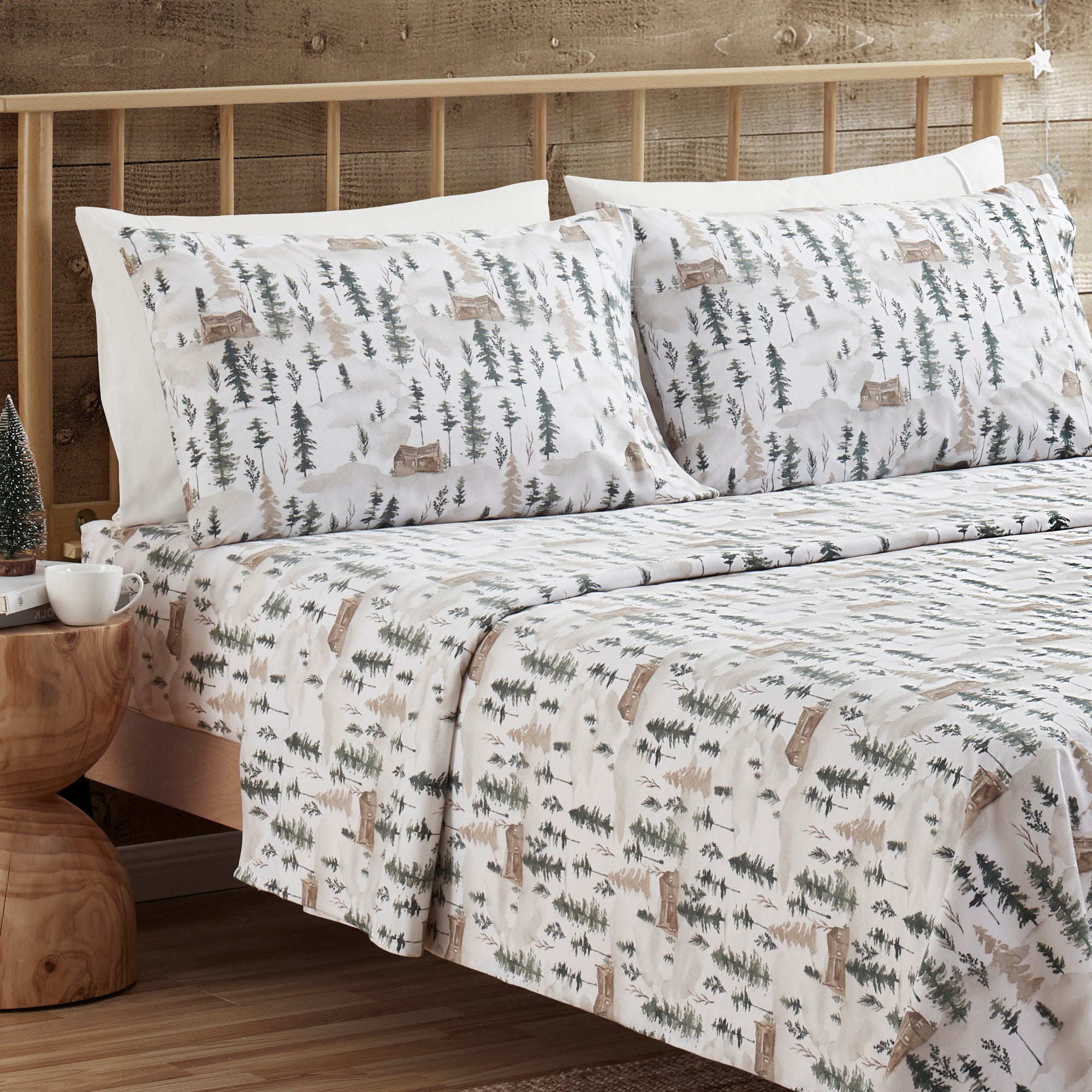 Winter Cabin Flannel 4-Piece Sheet Set