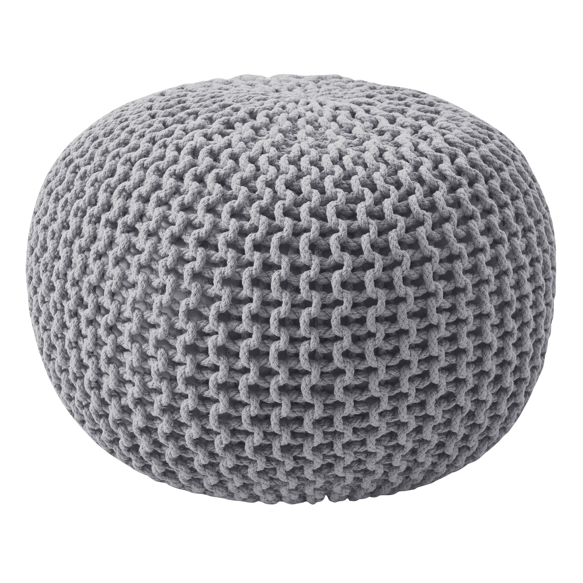 Round Cotton Knitted Pouf Ottoman