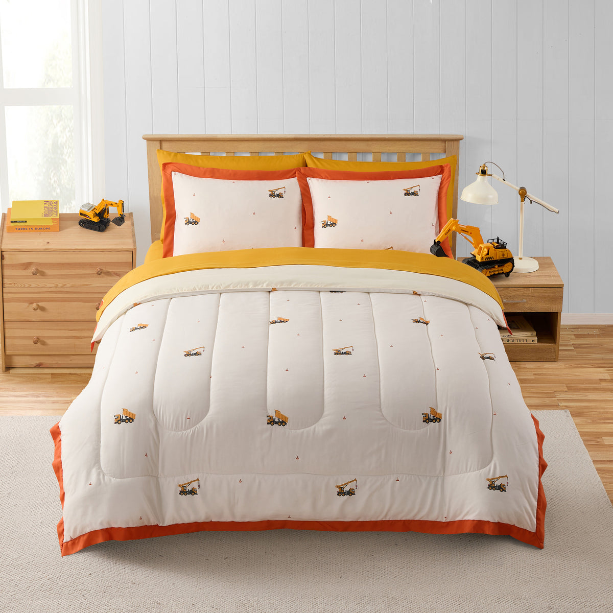 Kids Construction Printed Bed in a Bag Comforter & Sheet Set