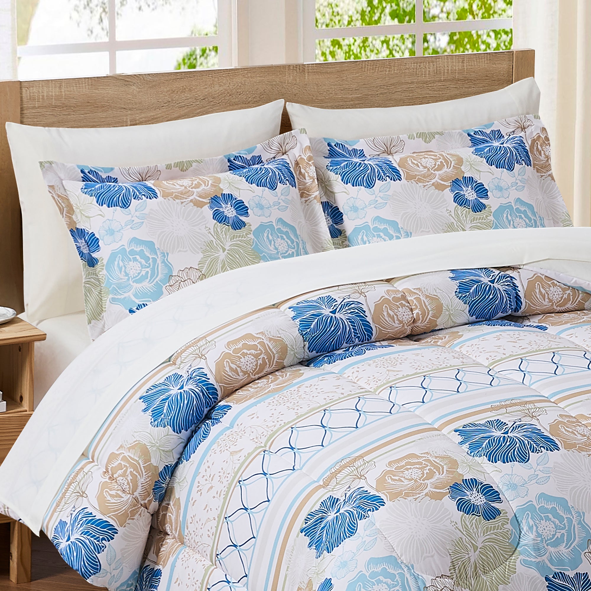 Floral Stripes Printed Bed In a Bag Set