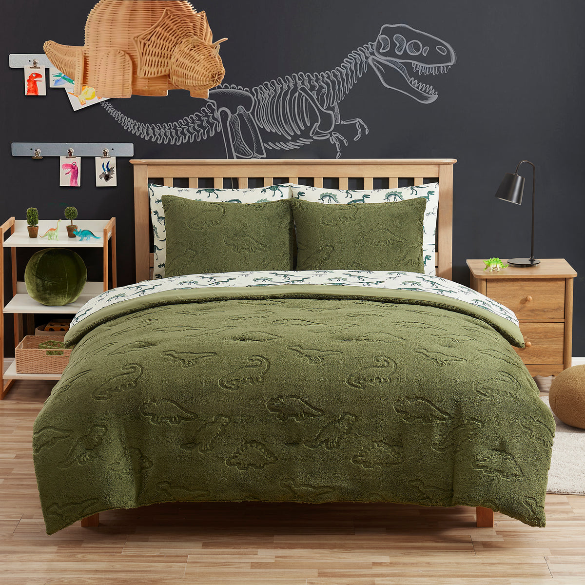 Dino Den Embossed Bed In a Bag Set with Printed Sheets