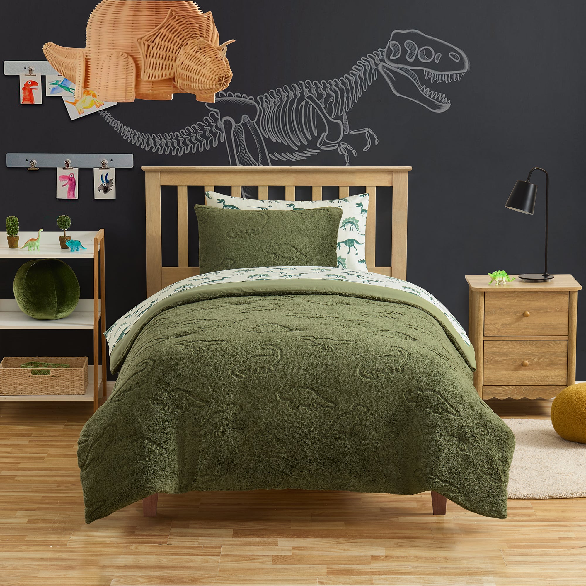 Dino Den Embossed Bed In a Bag Set with Printed Sheets