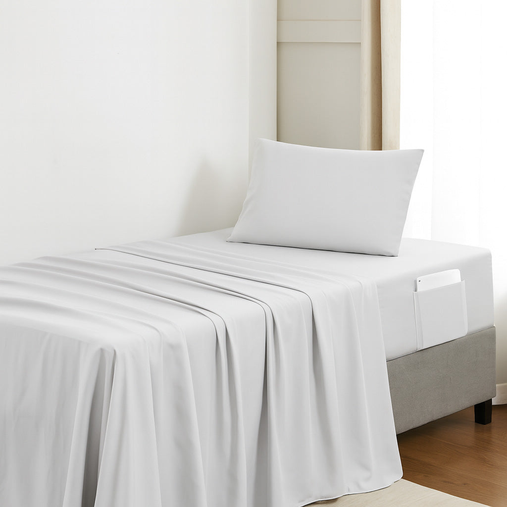 Dorm Room Essentials Twin XL Comforter Set ?– College-Ready Bundle with Comforter, Mattress Protector & Sheets with Pockets on the Side & Built-in Corner Strap ?– Media Pocket for Devices