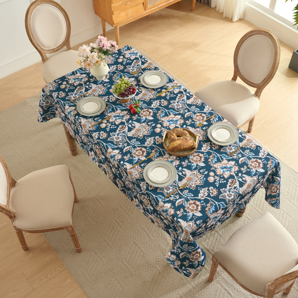 Printed Fabric Waterproof Tablecloth, various sizes and styles