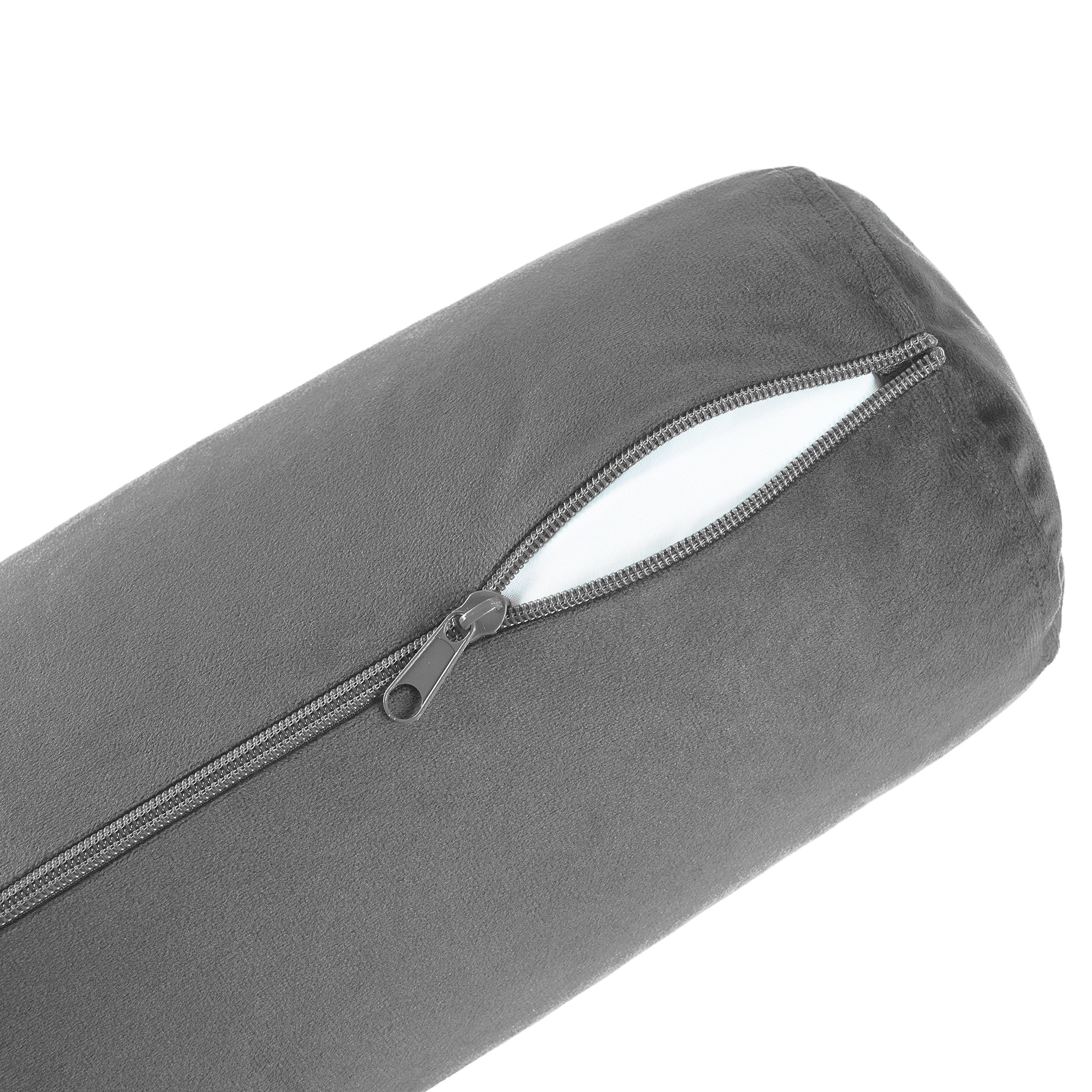 Premium Yoga Bolster Pillow 6? × 26? — Supportive Cylinder Shape Filled with EPS Beans for Stretching, Meditation, Pilates & Deep Relaxation, Removable Cover, Gray