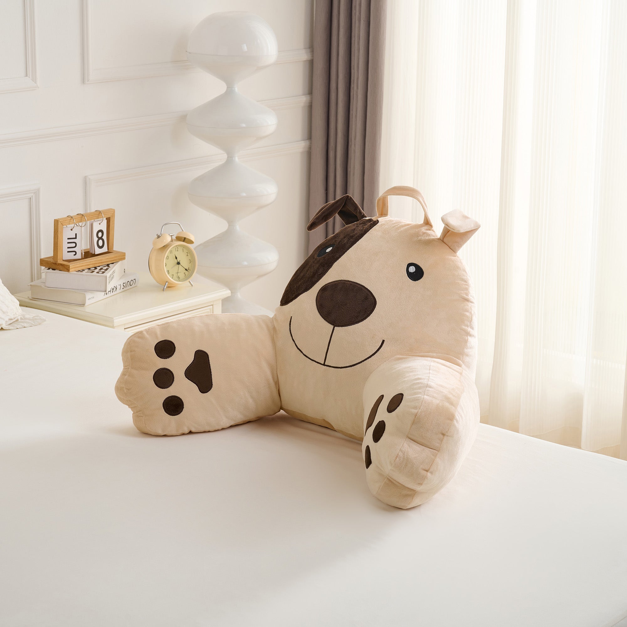 Dog Reading Pillow for Kids & Teens with Shredded Memory Foam – Soft Velvet Lounger with Fun Character Designs, Removable Washable Cover & Built-in Handle for Reading, Relaxing & Screen Time