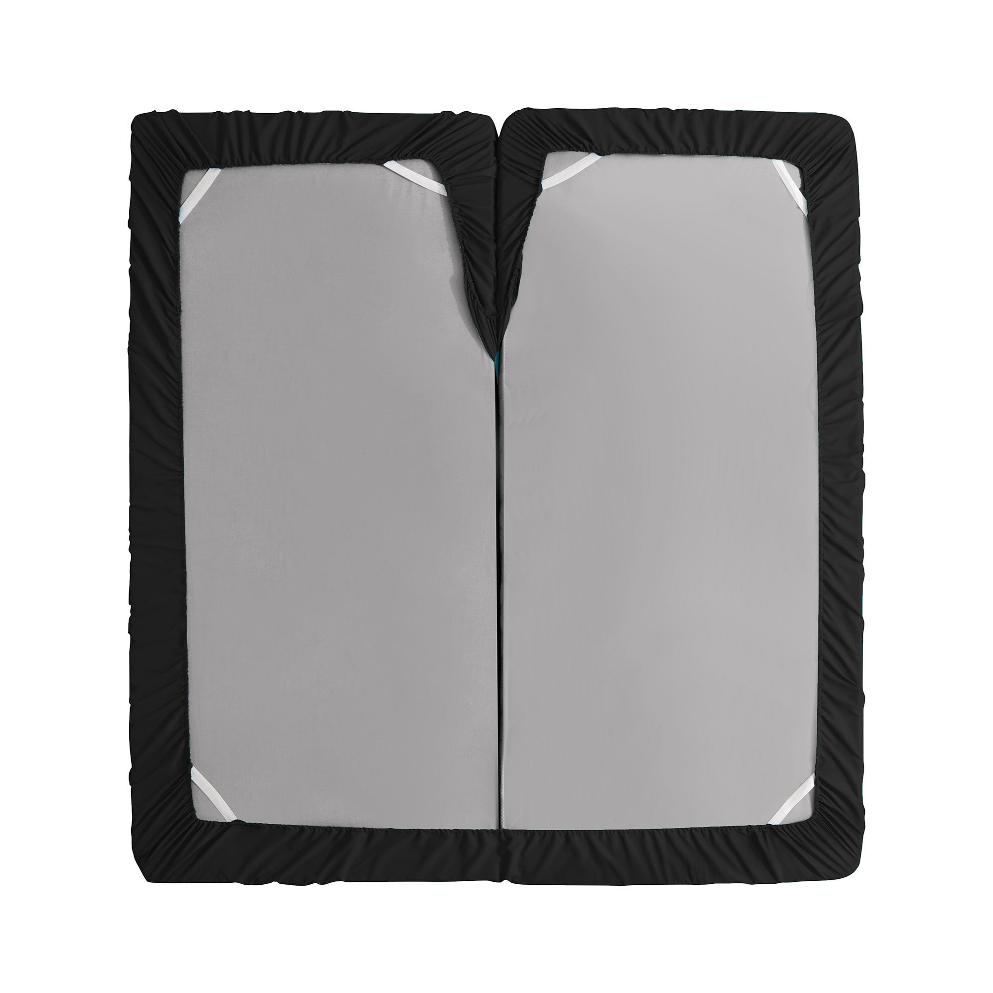 Split Head King Sheets Set for Adjustable Beds 4 Piece Flex Top Bed Sheets – Deep Pocket Split Top Fitted Sheet with Built-In Corner Straps, Luxury Soft Cooling Bedding, Wrinkle Resistant, Black