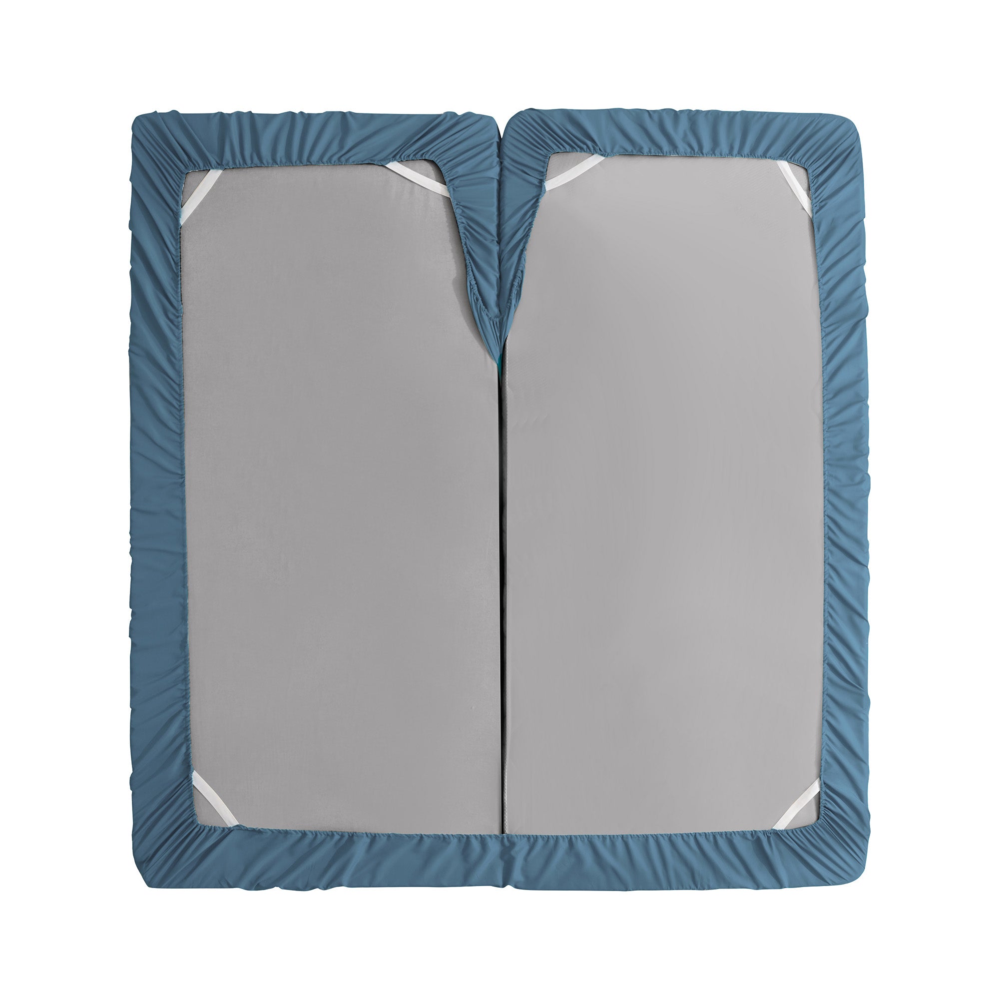 Split Head King Sheets Set for Adjustable Beds 4 Piece Flex Top Bed Sheets – Deep Pocket Split Top Fitted Sheet with Built-In Corner Straps, Luxury Soft Cooling Bedding, Wrinkle Resistant, Denim