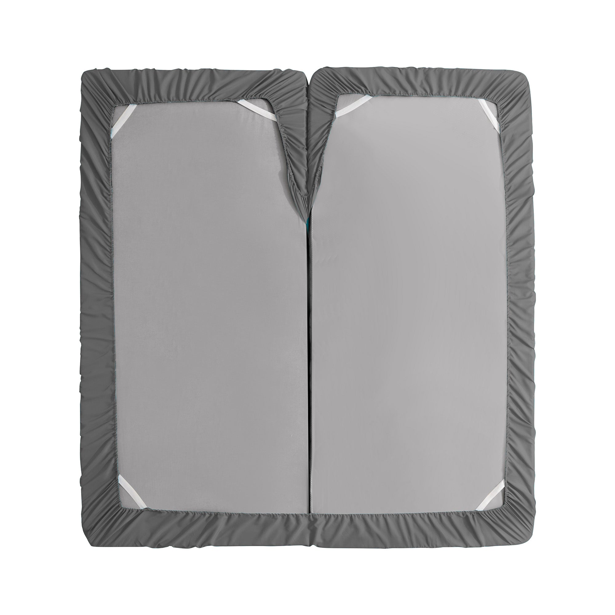 Split Head King Sheets Set for Adjustable Beds 4 Piece Flex Top Bed Sheets – Deep Pocket Split Top Fitted Sheet with Built-In Corner Straps, Luxury Soft Cooling Bedding, Wrinkle Resistant, Gray