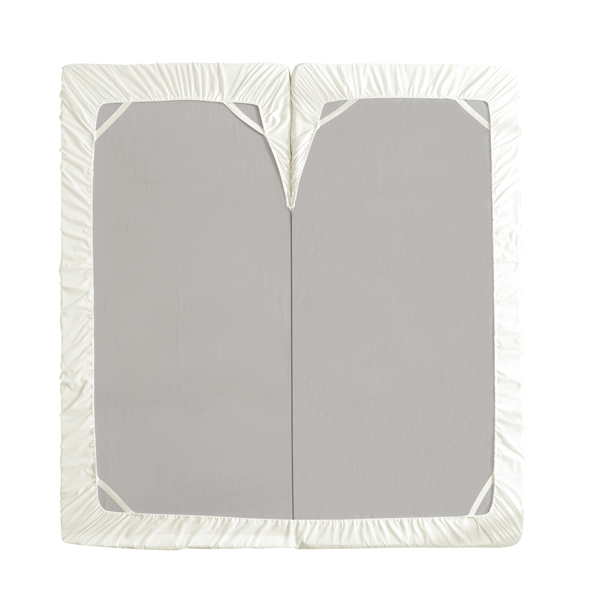 Split Head King Sheets Set for Adjustable Beds 4 Piece Flex Top Bed Sheets – Deep Pocket Split Top Fitted Sheet with Built-In Corner Straps, Luxury Soft Cooling Bedding, Wrinkle Resistant, Ivory