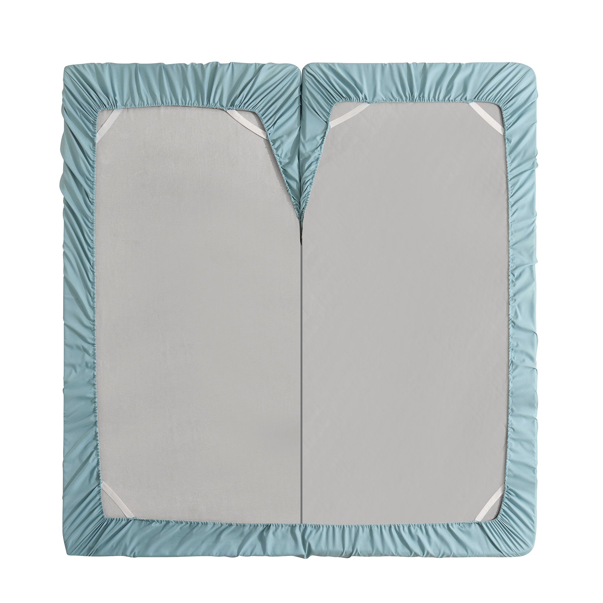 Split Head King Sheets Set for Adjustable Beds 4 Piece Flex Top Bed Sheets – Deep Pocket Split Top Fitted Sheet with Built-In Corner Straps, Luxury Soft Cooling Bedding, Wrinkle Resistant, Misty Blue