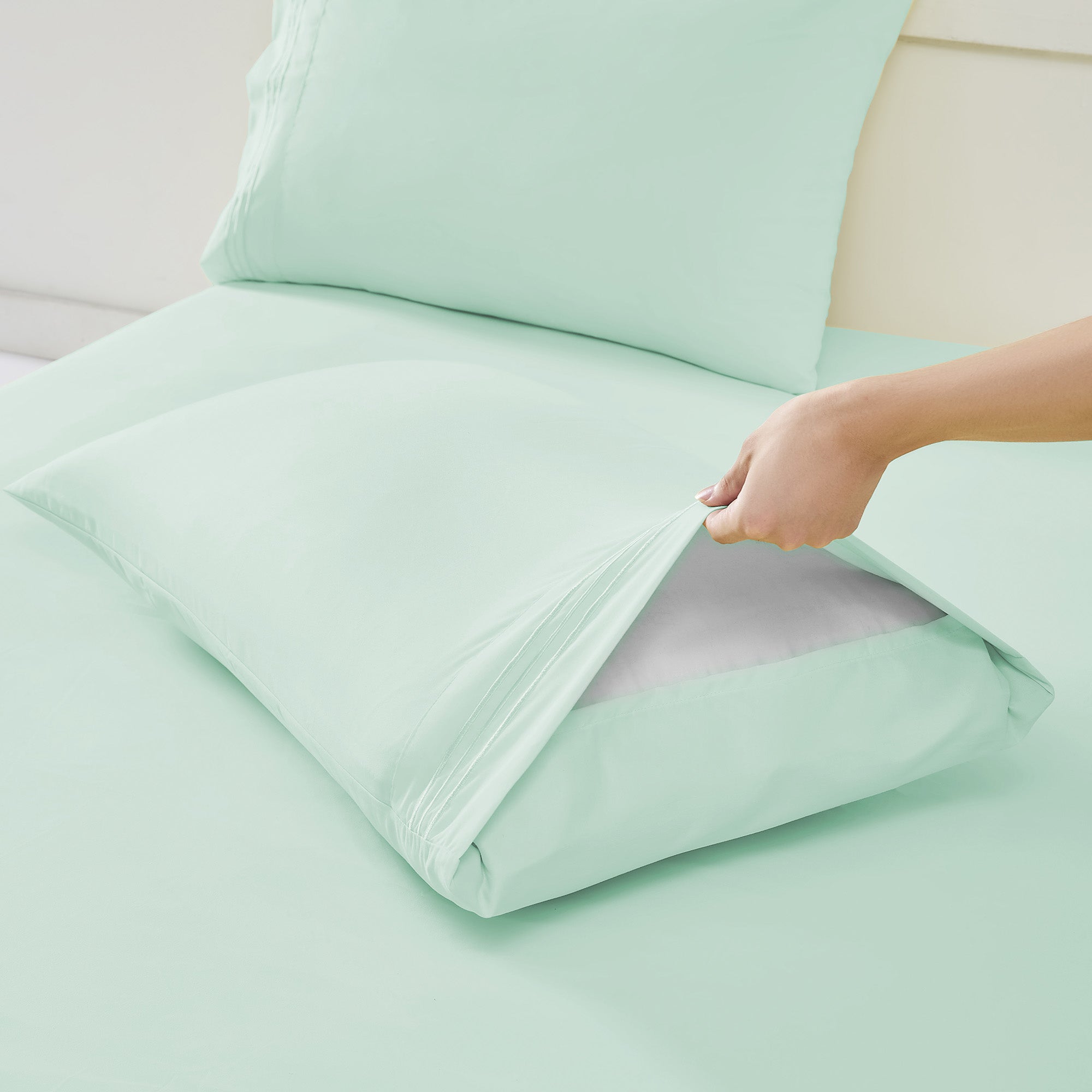 Split Head King Sheets Set for Adjustable Beds 4 Piece Flex Top Bed Sheets – Deep Pocket Split Top Fitted Sheet with Built-In Corner Straps, Luxury Soft Cooling Bedding, Wrinkle Resistant, Mint
