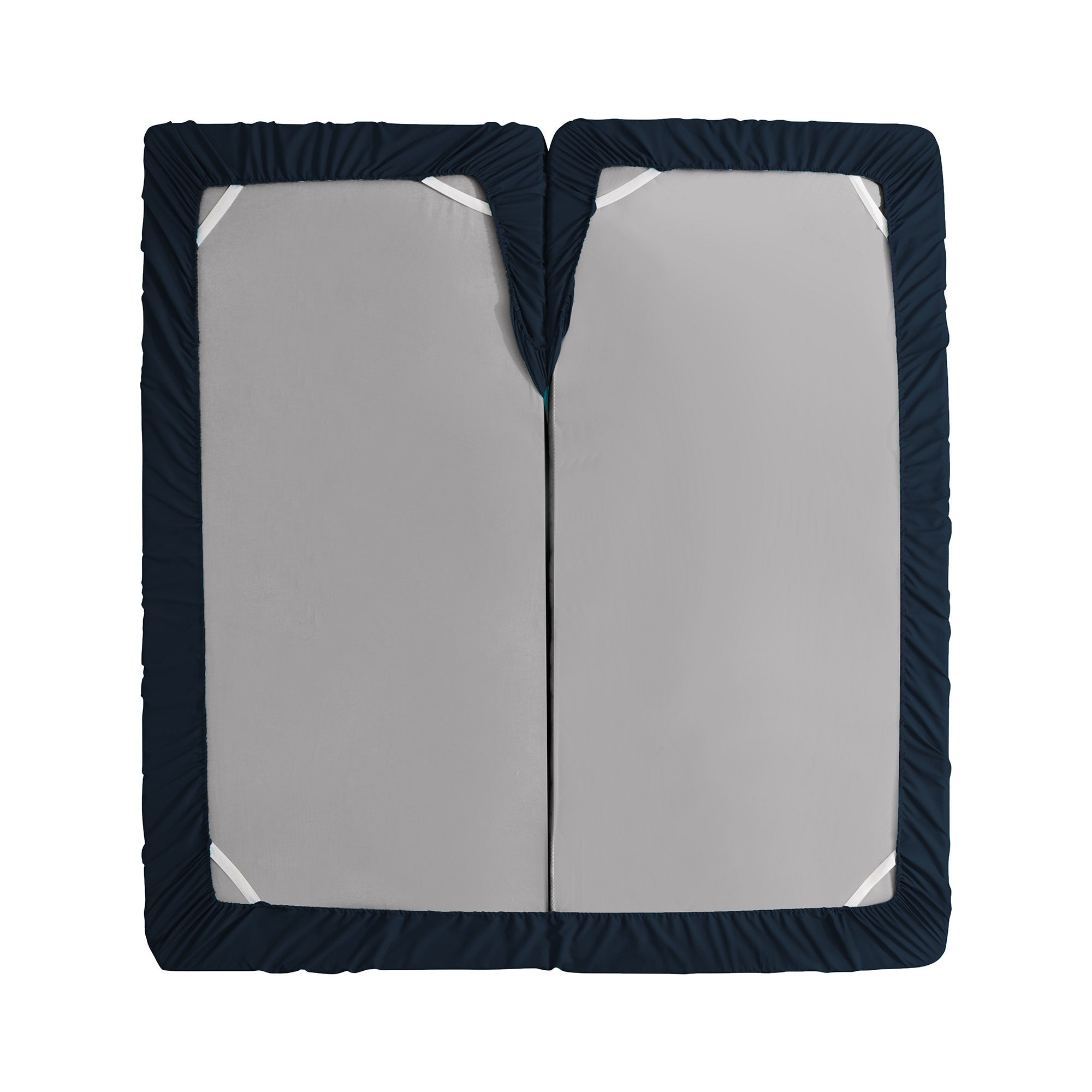 Split Head King Sheets Set for Adjustable Beds 4 Piece Flex Top Bed Sheets – Deep Pocket Split Top Fitted Sheet with Built-In Corner Straps, Luxury Soft Cooling Bedding, Wrinkle Resistant, Navy