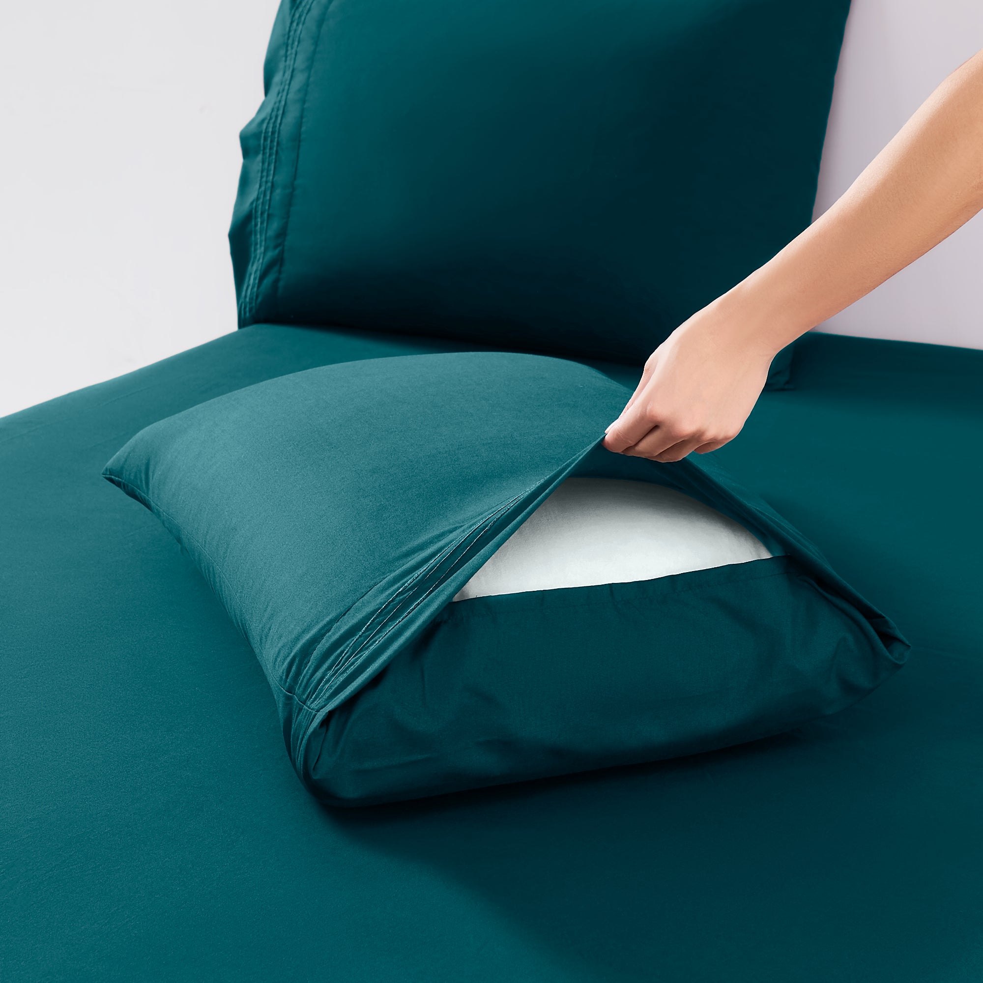 Split Head King Sheets Set for Adjustable Beds 4 Piece Flex Top Bed Sheets – Deep Pocket Split Top Fitted Sheet with Built-In Corner Straps, Luxury Soft Cooling Bedding, Wrinkle Resistant, Teal