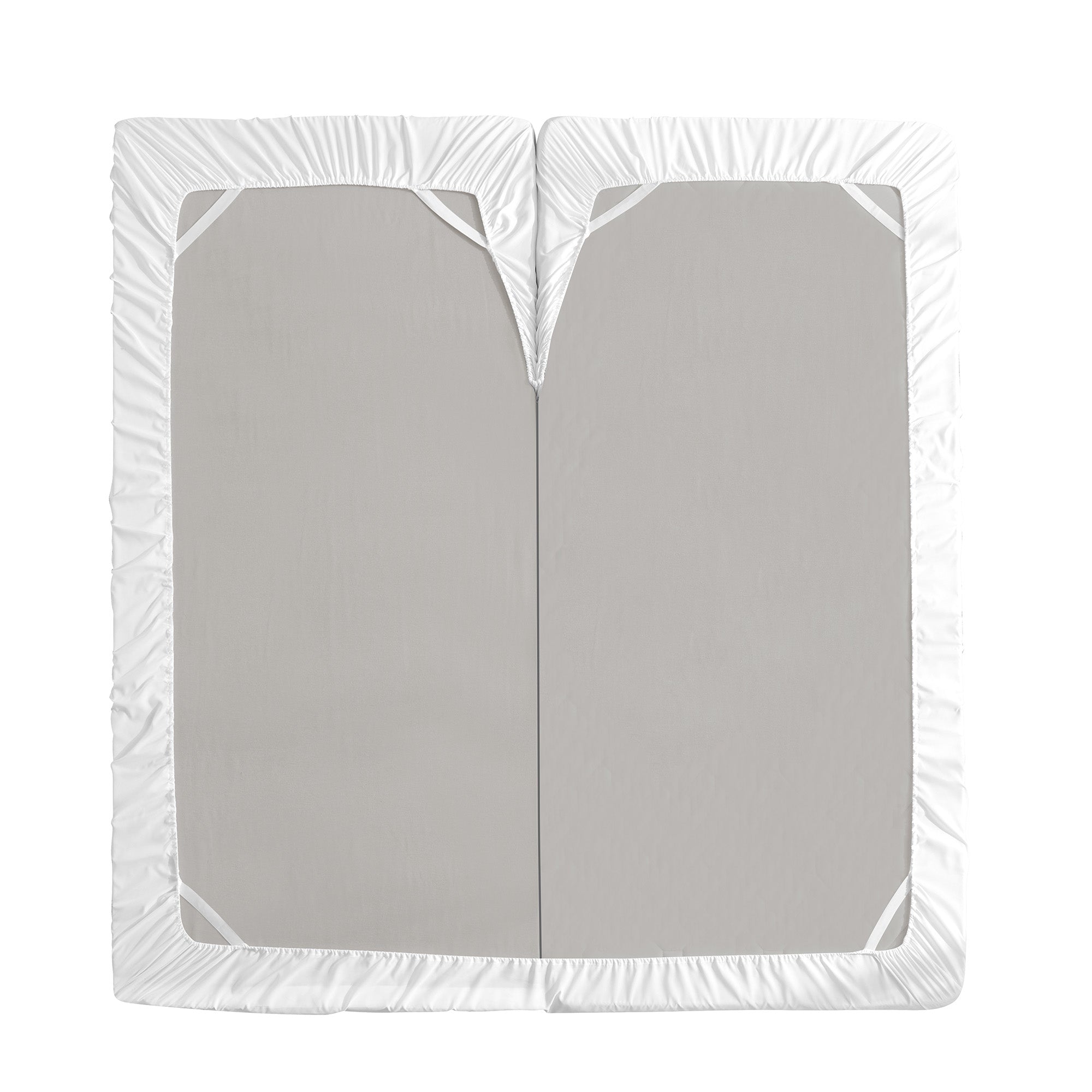 Split Head King Sheets Set for Adjustable Beds 4 Piece Flex Top Bed Sheets – Deep Pocket Split Top Fitted Sheet with Built-In Corner Straps, Luxury Soft Cooling Bedding, Wrinkle Resistant, White