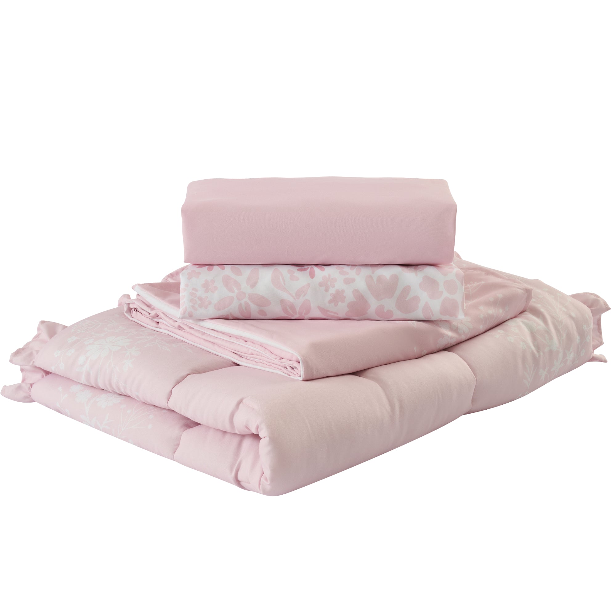 4-Piece Baby Crib Bedding Set, 100% Ultra Soft Microfiber - Hand Draw Floral