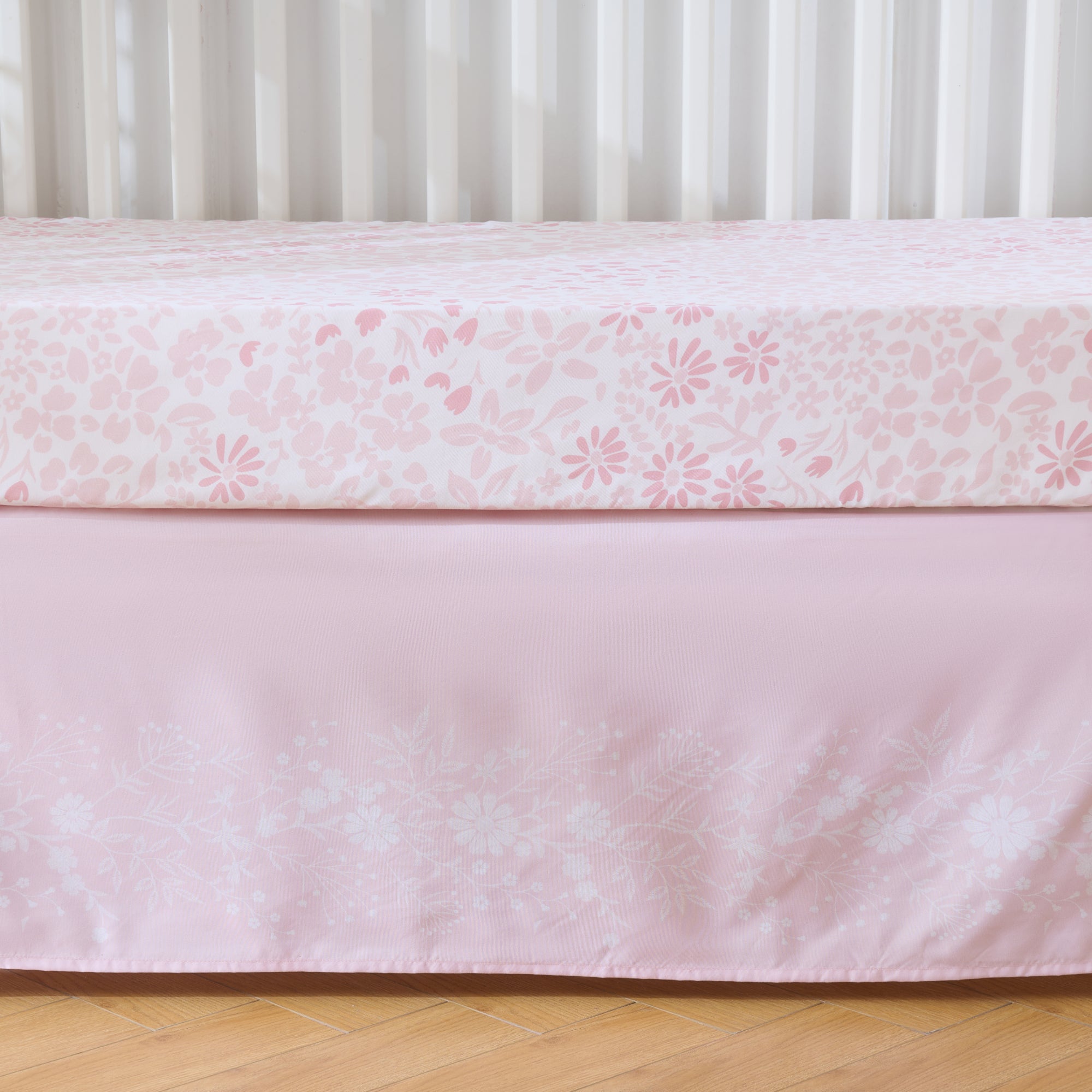 4-Piece Baby Crib Bedding Set, 100% Ultra Soft Microfiber - Hand Draw Floral