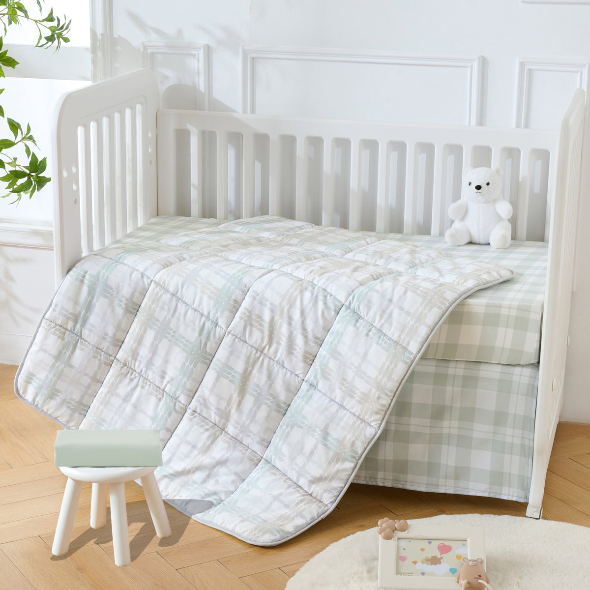 4-Piece Baby Crib Bedding Set, 100% Ultra Soft Microfiber - Baby Plaid