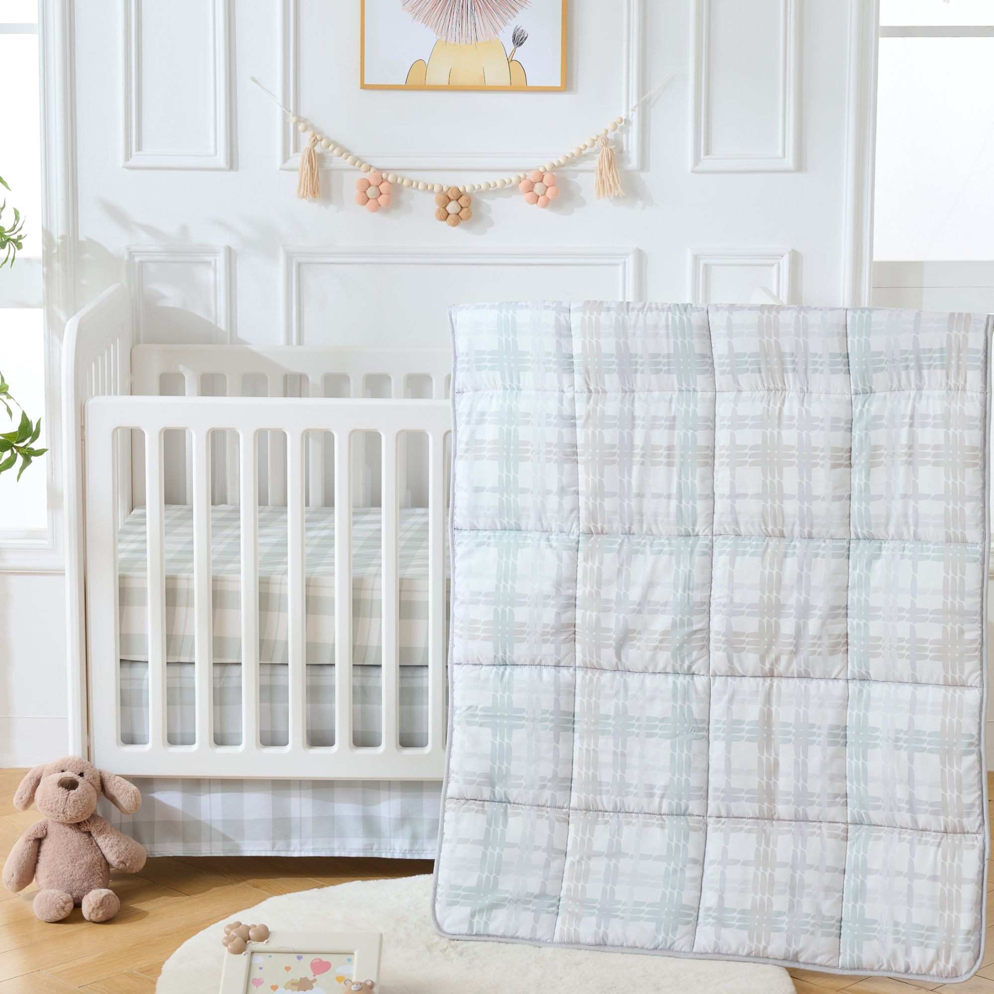 4-Piece Baby Crib Bedding Set, 100% Ultra Soft Microfiber - Baby Plaid