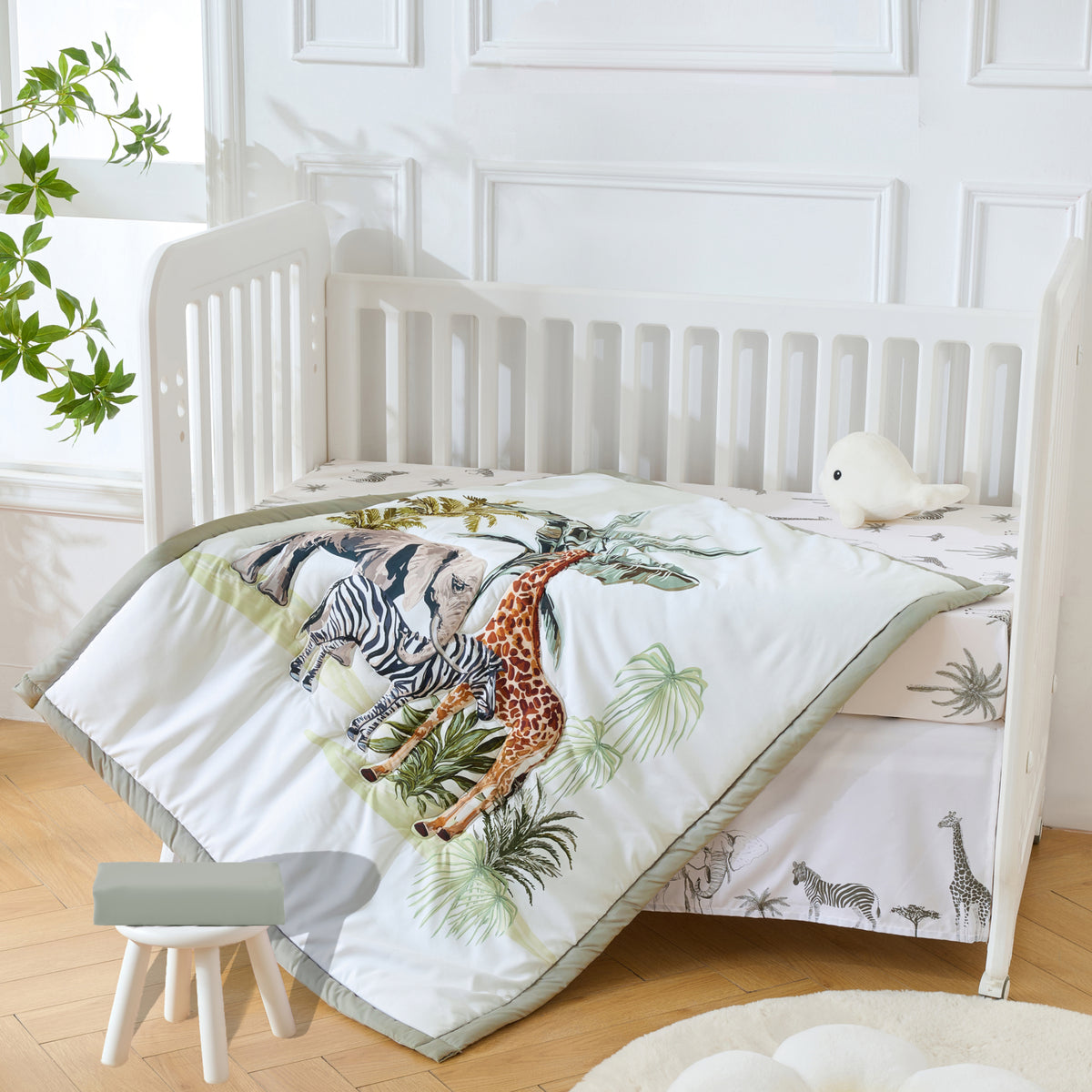 4-Piece Baby Crib Bedding Set, 100% Ultra Soft Microfiber - Wild Safari