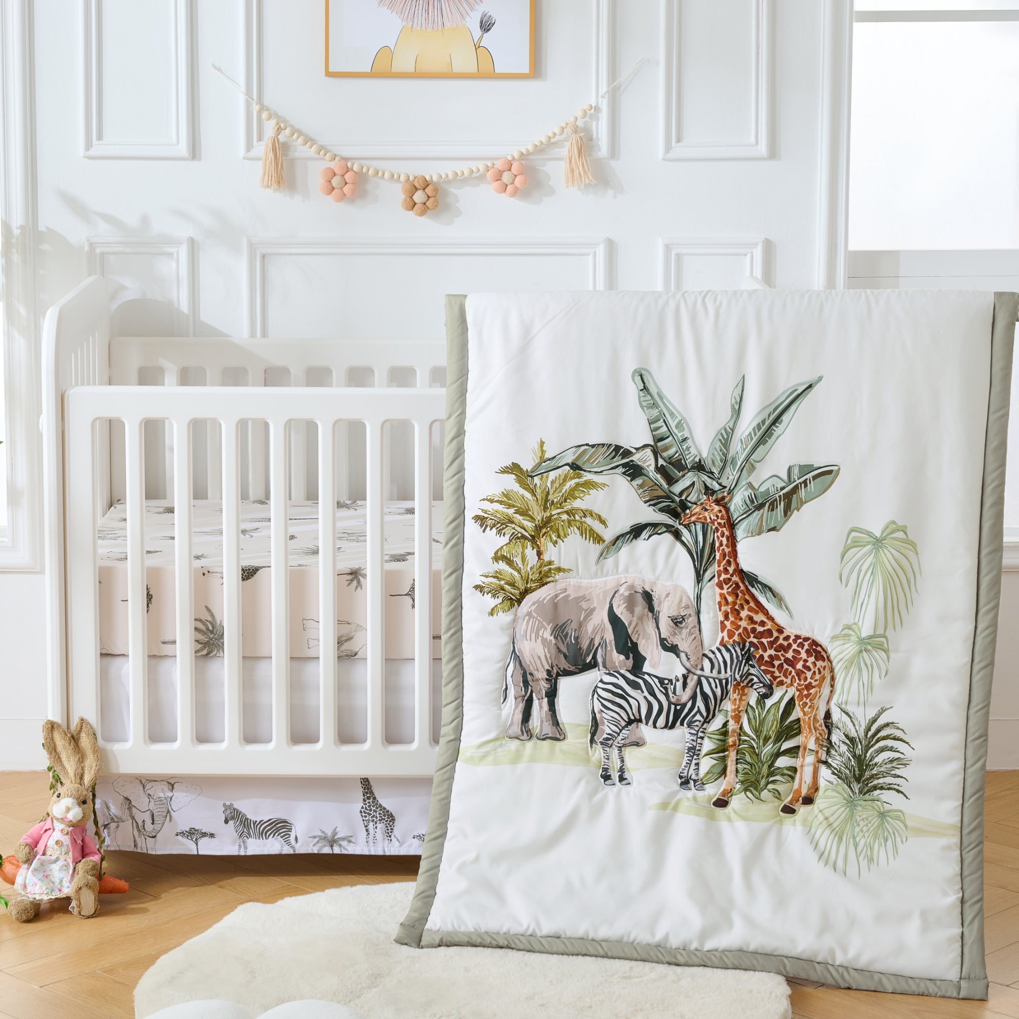 4-Piece Baby Crib Bedding Set, 100% Ultra Soft Microfiber - Wild Safari