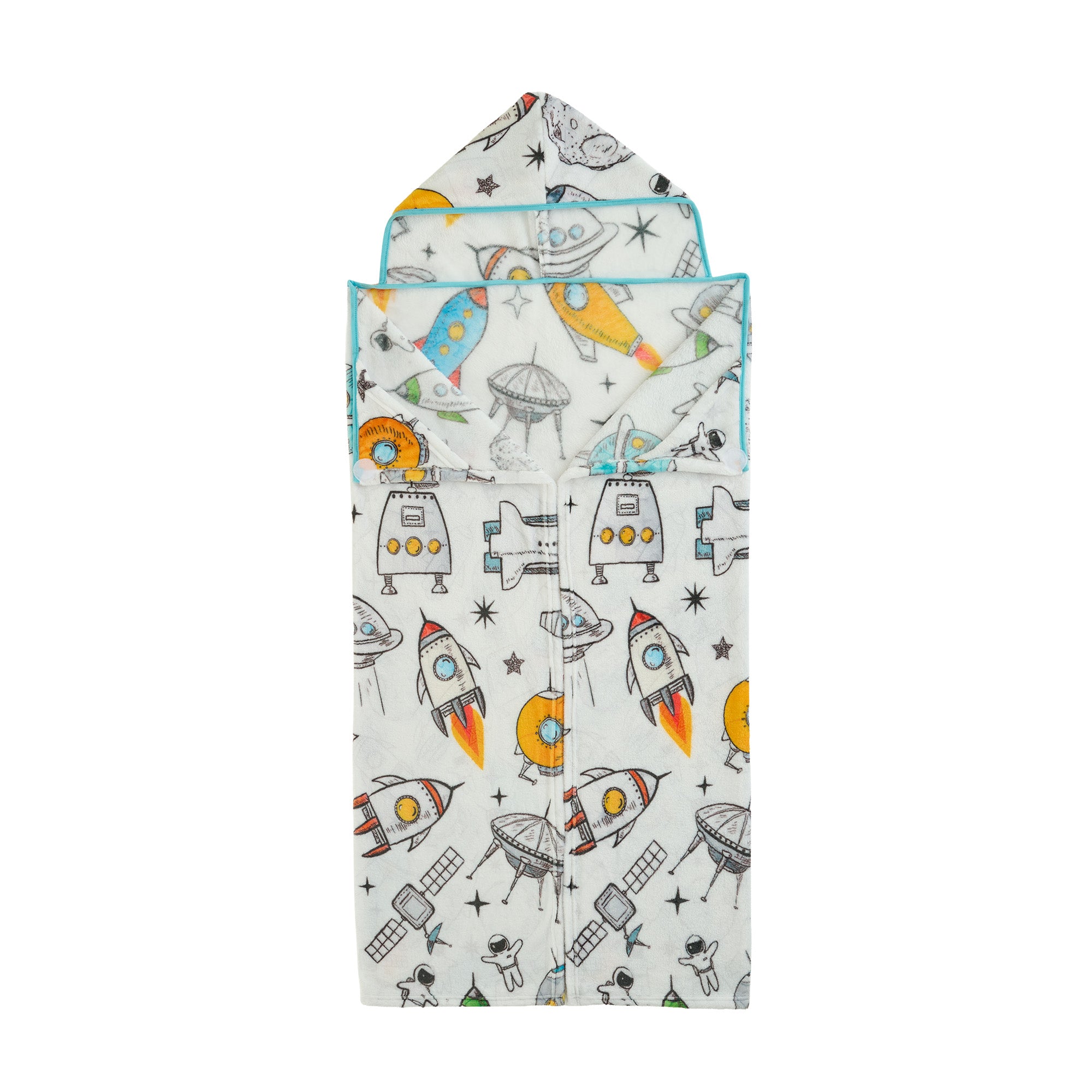 Kids' Hooded Blanket 50" Wide x 45" Length - Floating in Space