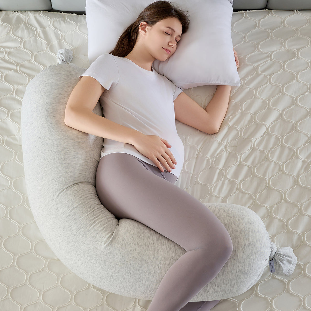 Shaped Full Body Maternity Pillow Bean Filled with Removable Cover