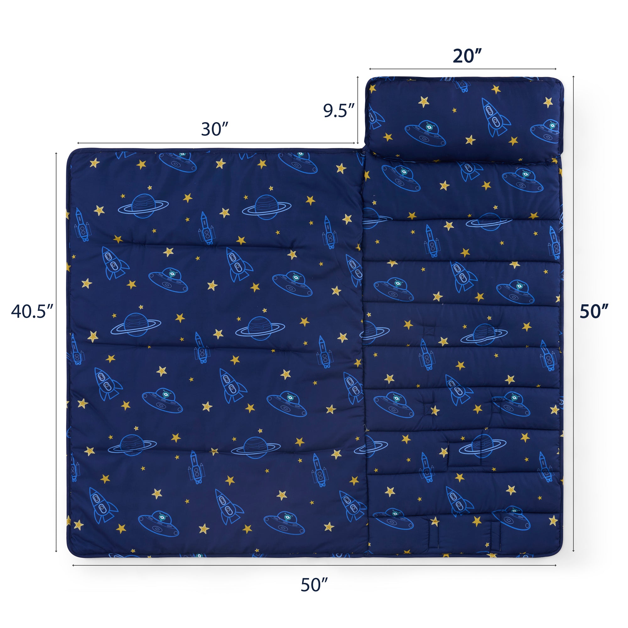 Out of Space Sleeping Bag/Nap Mat for Kids with Removable Pillow, 20"x50"