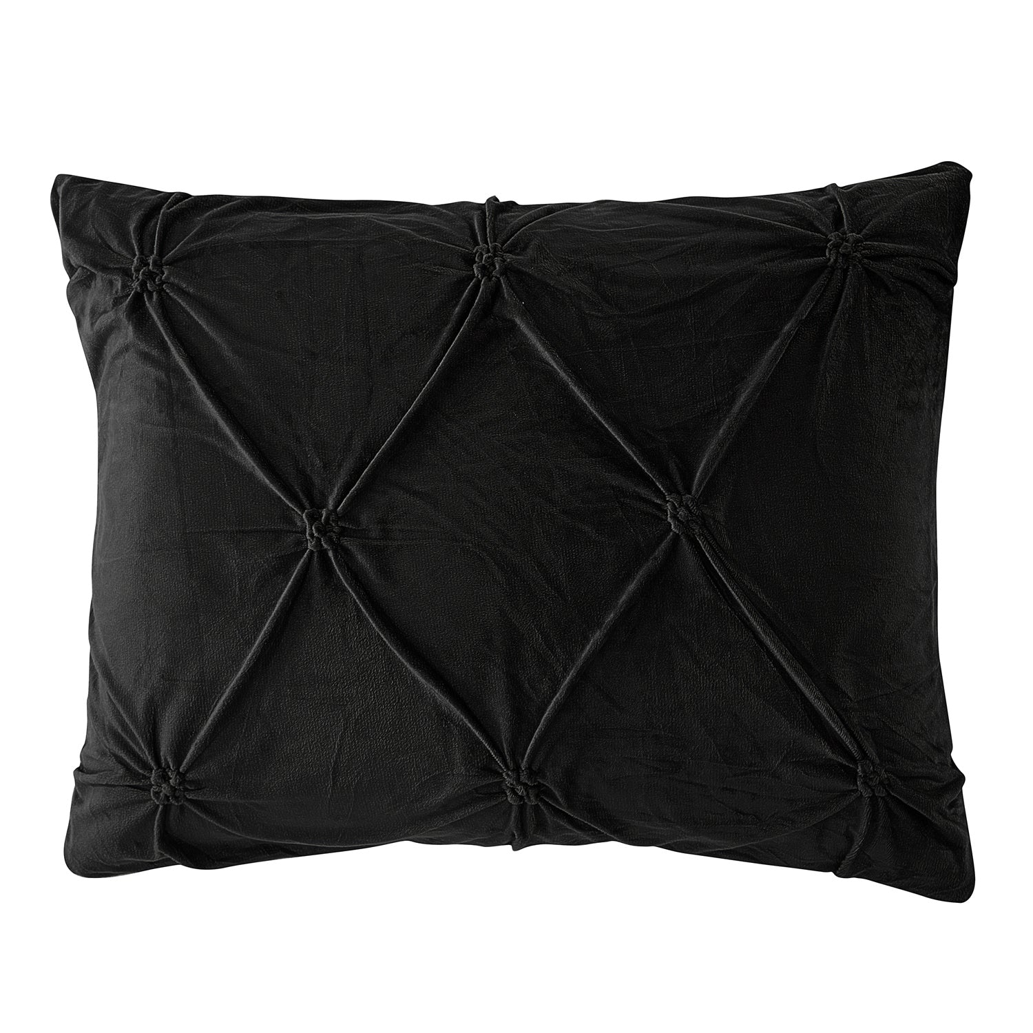 Pintuck Sherpa 3-Piece Comforter Set Black - Sham