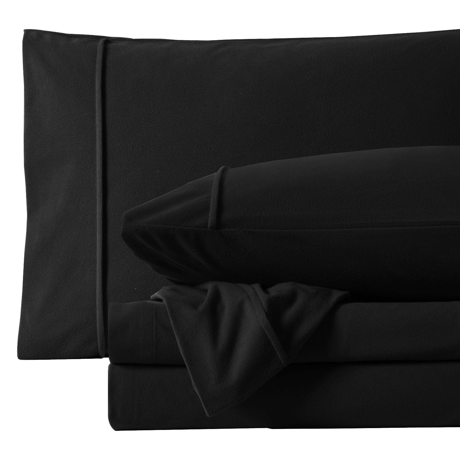 Flannel 4-Piece Sheet Set Black - Folded