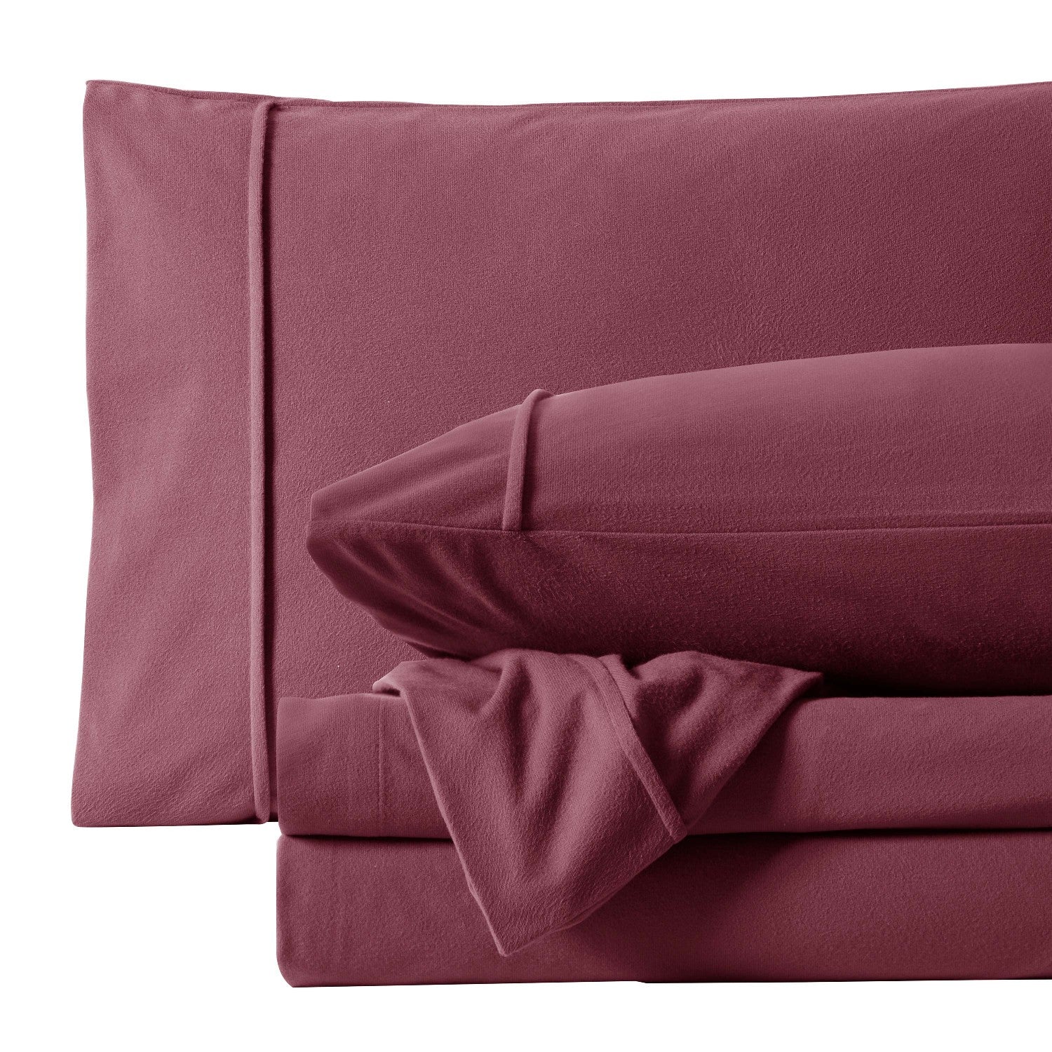 Flannel 4-Piece Sheet Set Burgundy - Folded