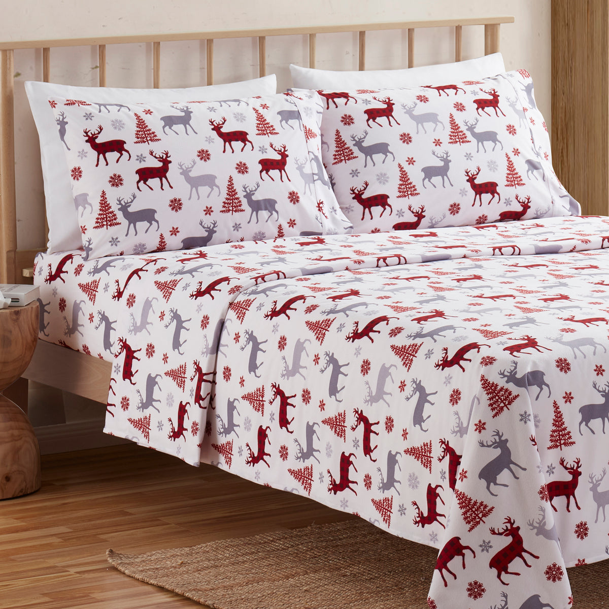Buffalo Deer Flannel 4-Piece Sheet Set