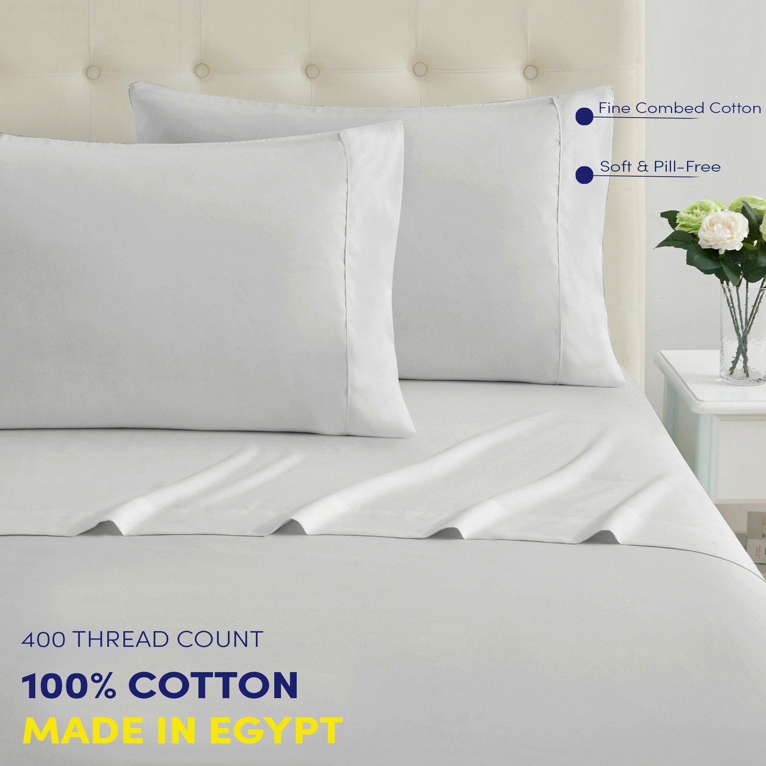 400Tc Made In Egypt Percale Cotton Bed Sheet Set Silver Front